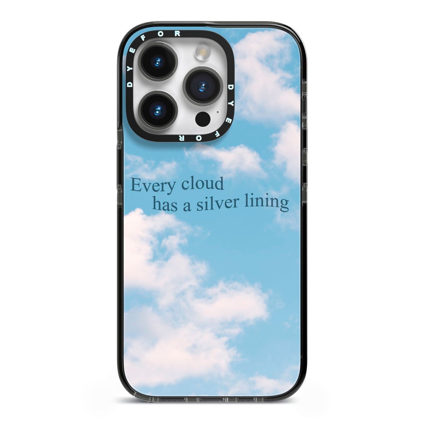 Positivity iPhone 14 Pro Black Impact Case on Silver phone