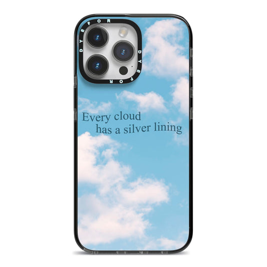 Positivity iPhone 14 Pro Max Black Impact Case on Silver phone