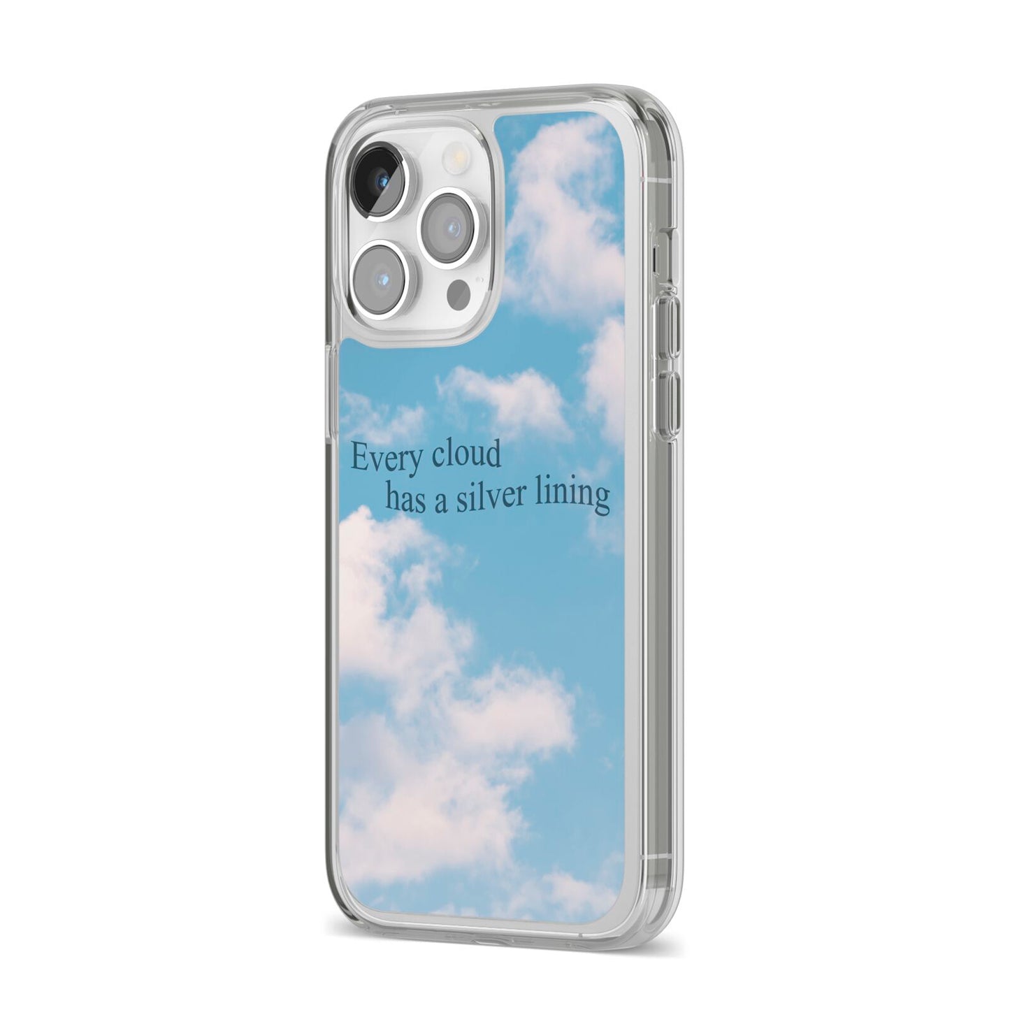 Positivity iPhone 14 Pro Max Clear Tough Case Silver Angled Image