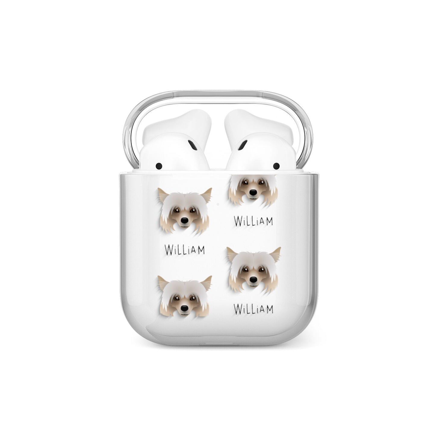 Powderpuff Chinese Crested Icon with Name AirPods Case