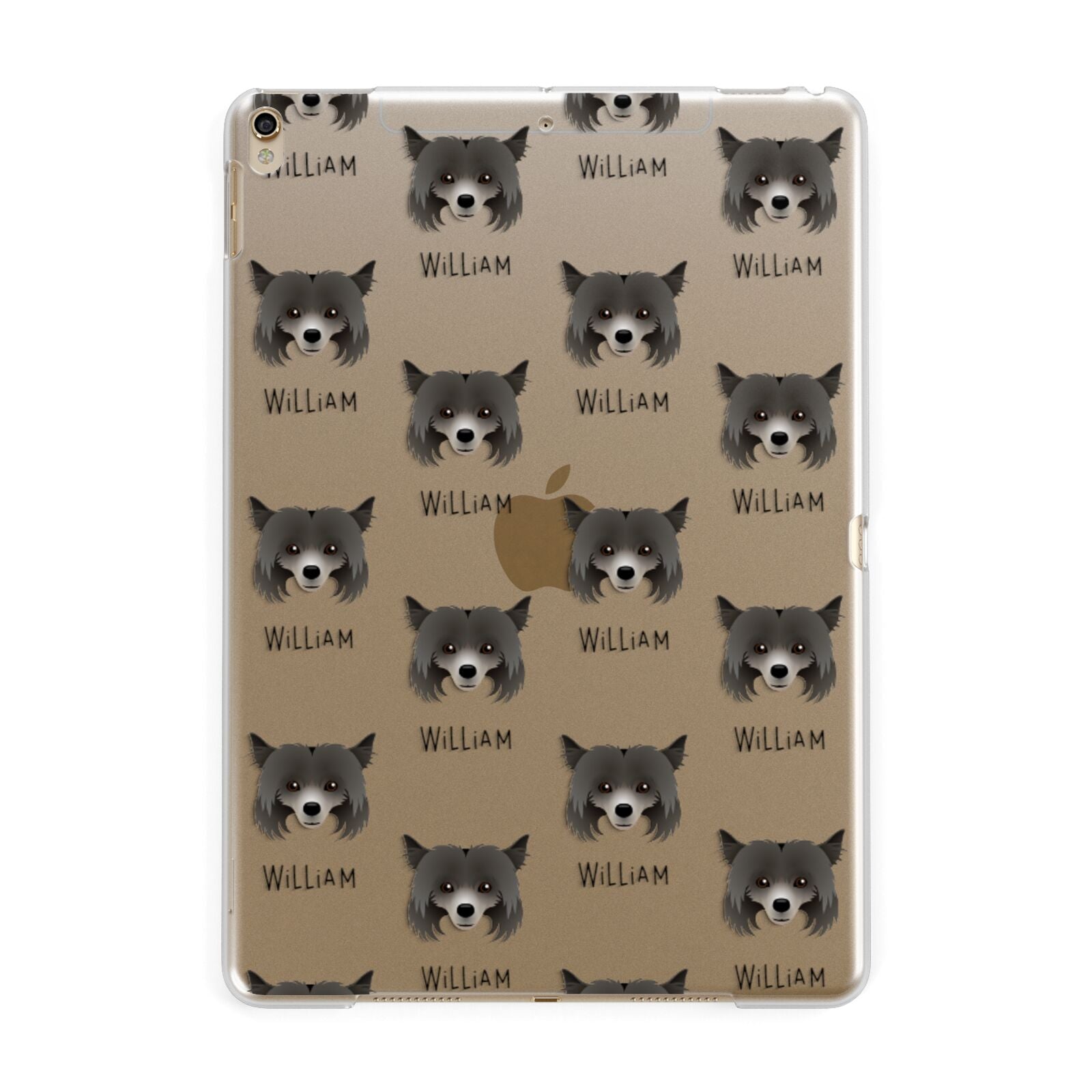 Powderpuff Chinese Crested Icon with Name Apple iPad Gold Case