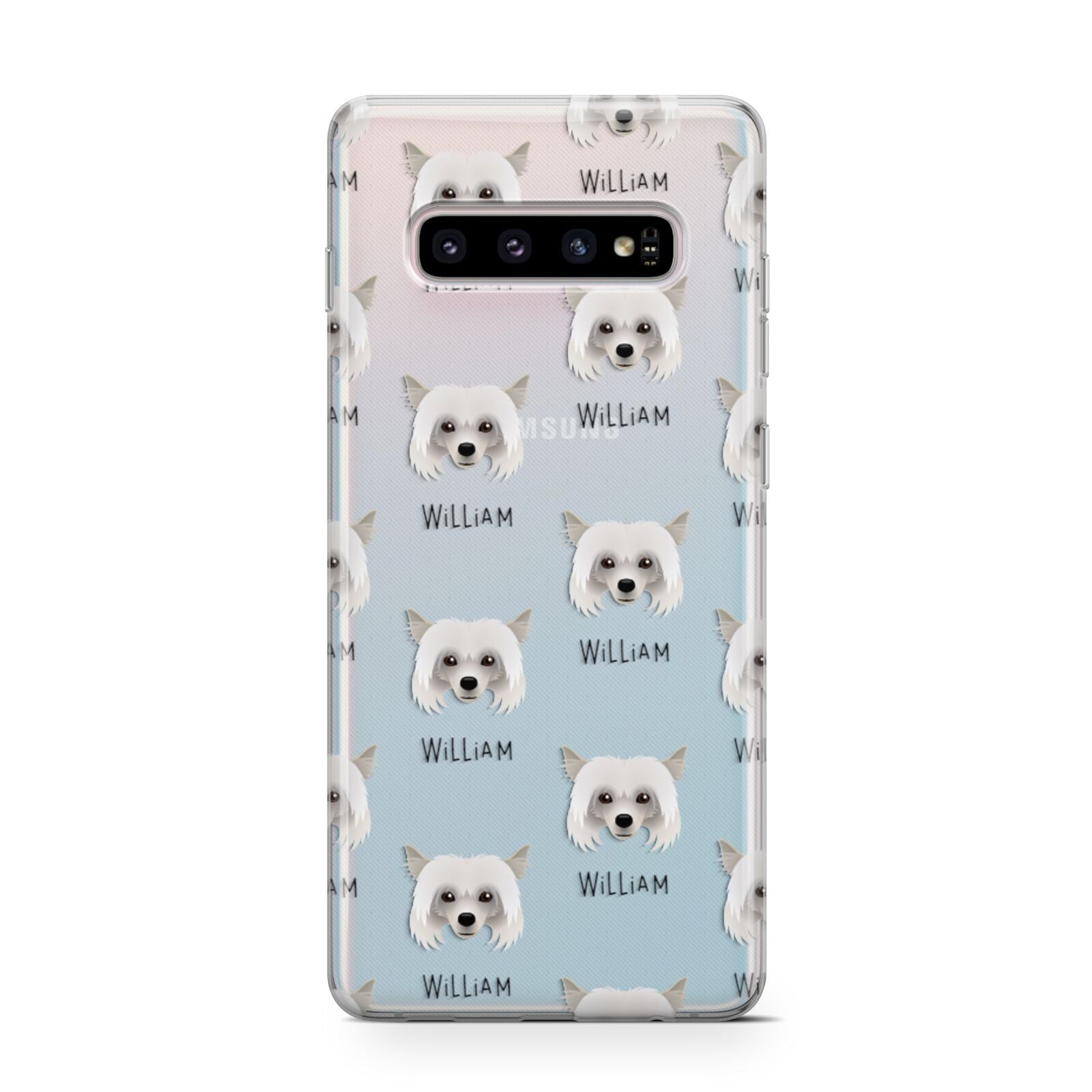 Powderpuff Chinese Crested Icon with Name Samsung Galaxy S10 Case