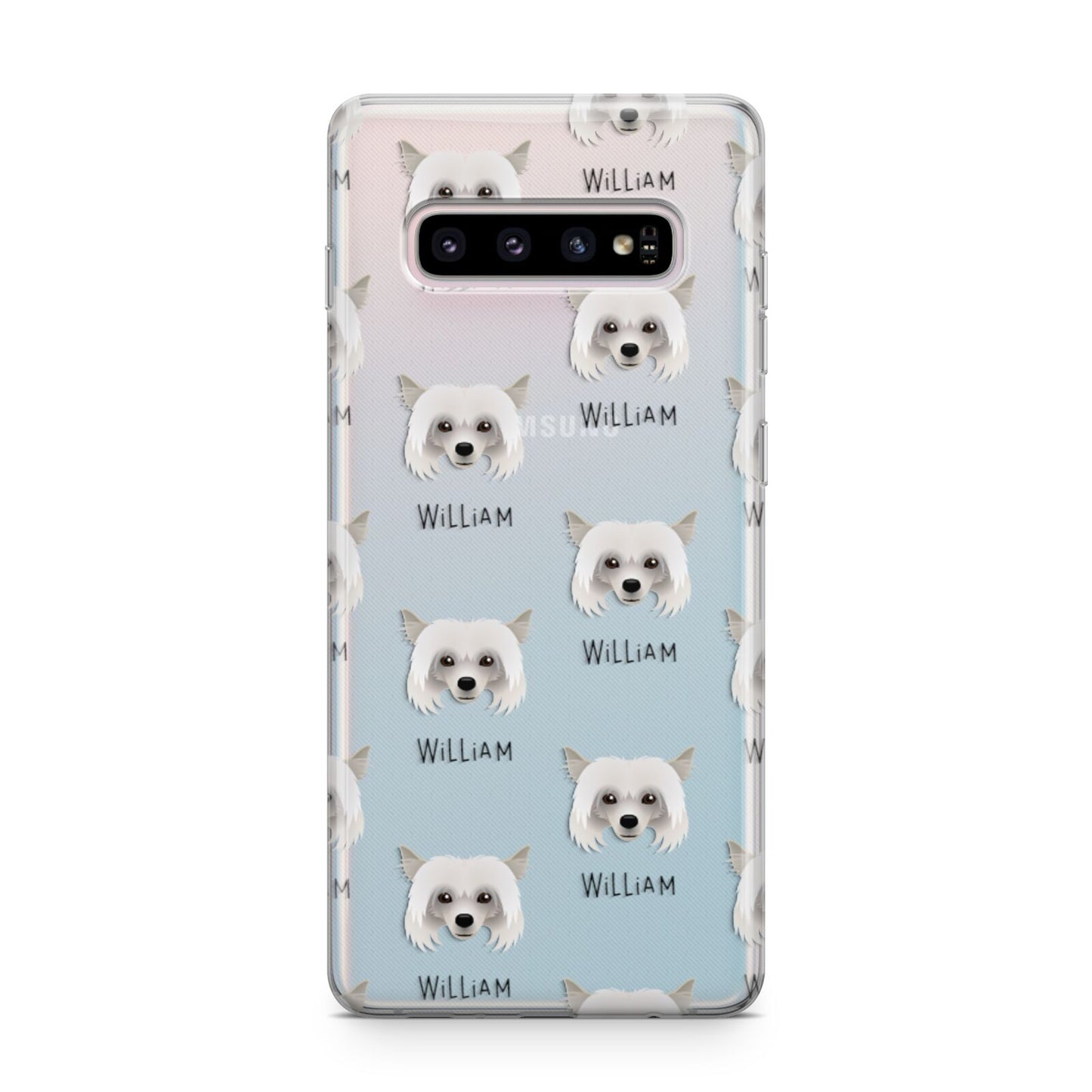 Powderpuff Chinese Crested Icon with Name Samsung Galaxy S10 Plus Case