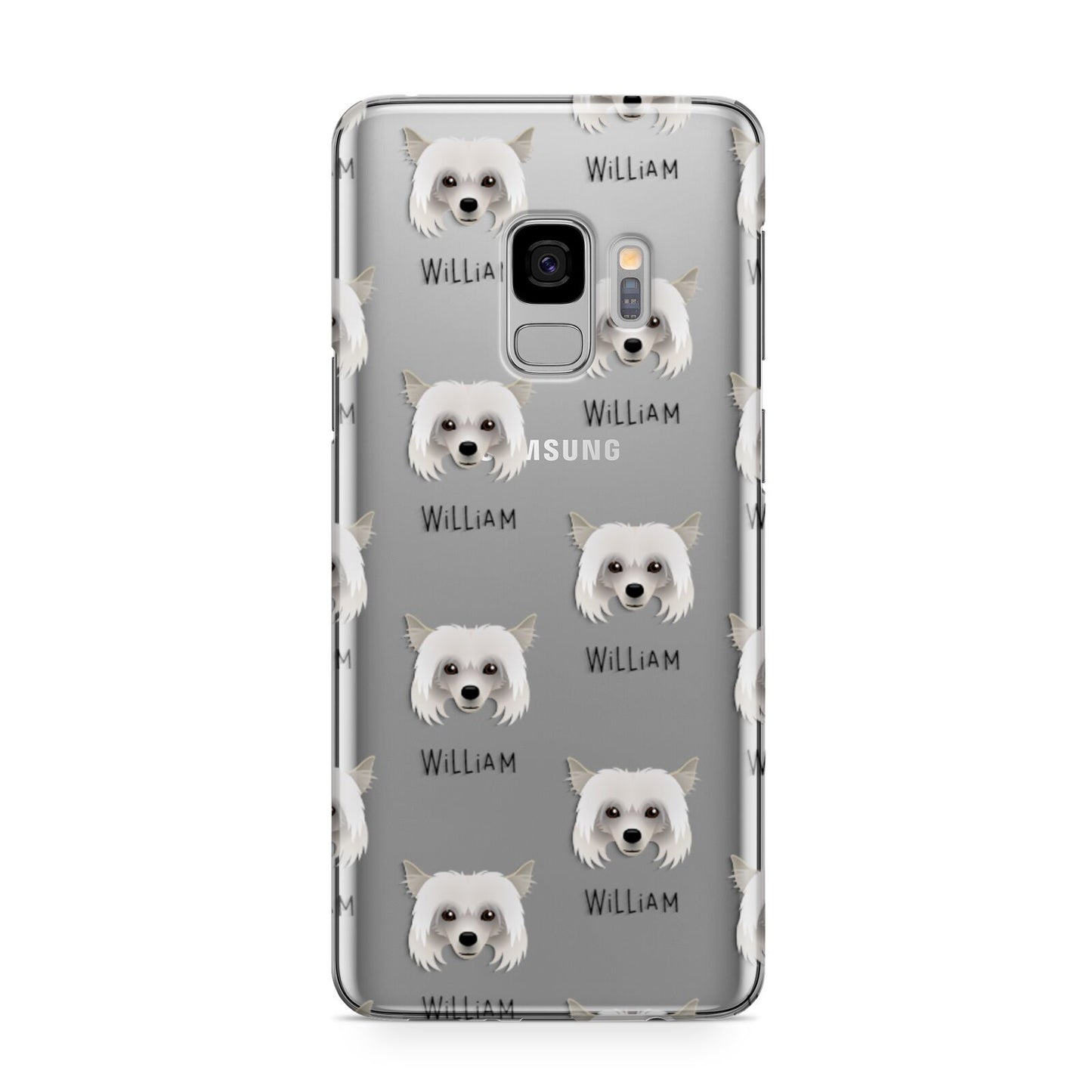 Powderpuff Chinese Crested Icon with Name Samsung Galaxy S9 Case