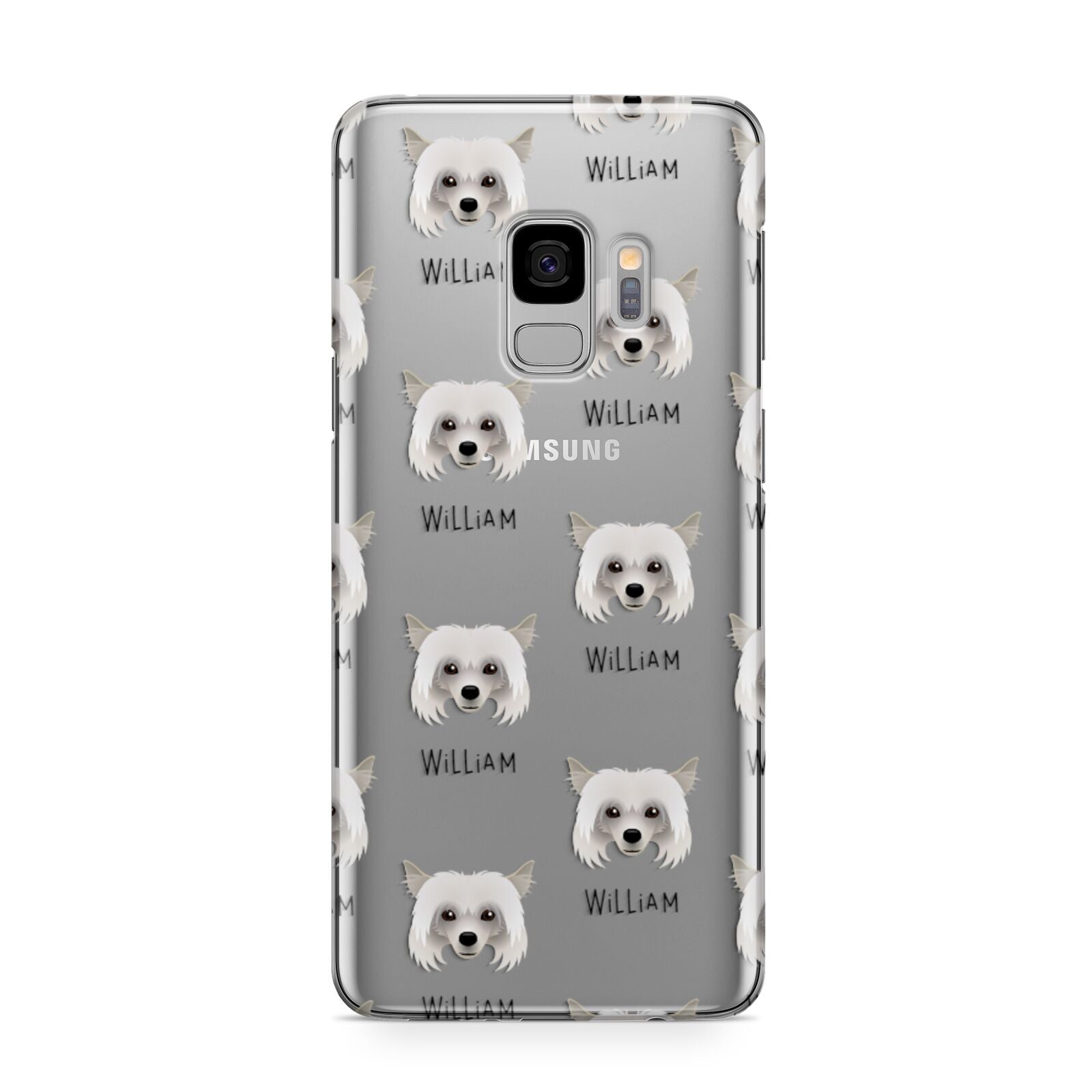 Powderpuff Chinese Crested Icon with Name Samsung Galaxy S9 Case