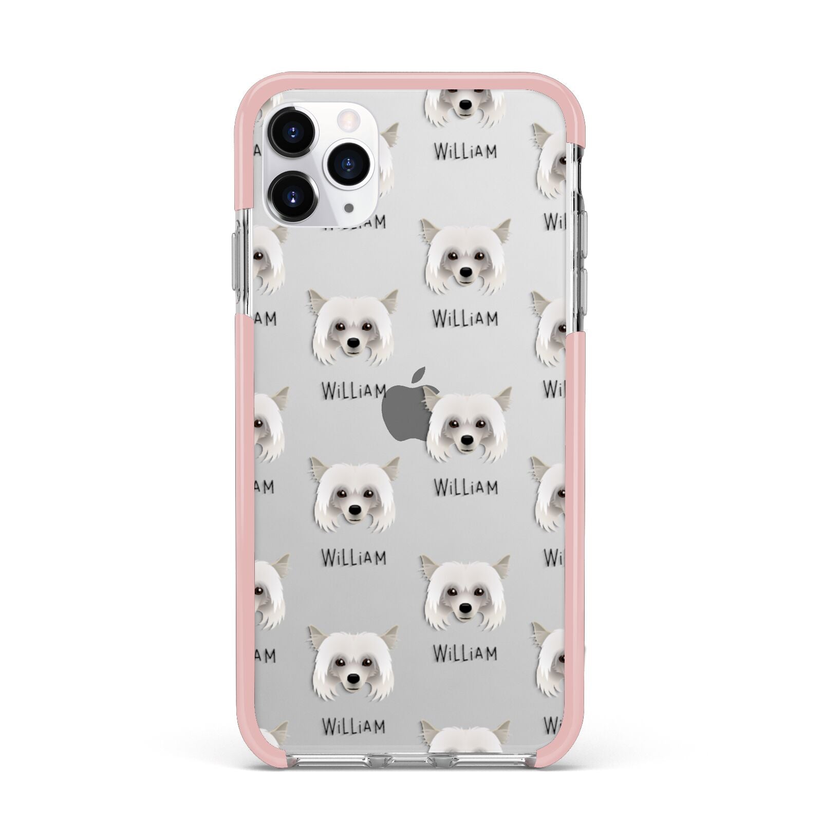 Powderpuff Chinese Crested Icon with Name iPhone 11 Pro Max Impact Pink Edge Case