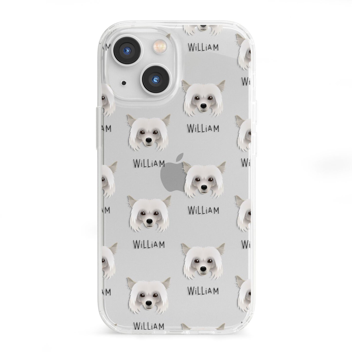 Powderpuff Chinese Crested Icon with Name iPhone 13 Mini Clear Bumper Case