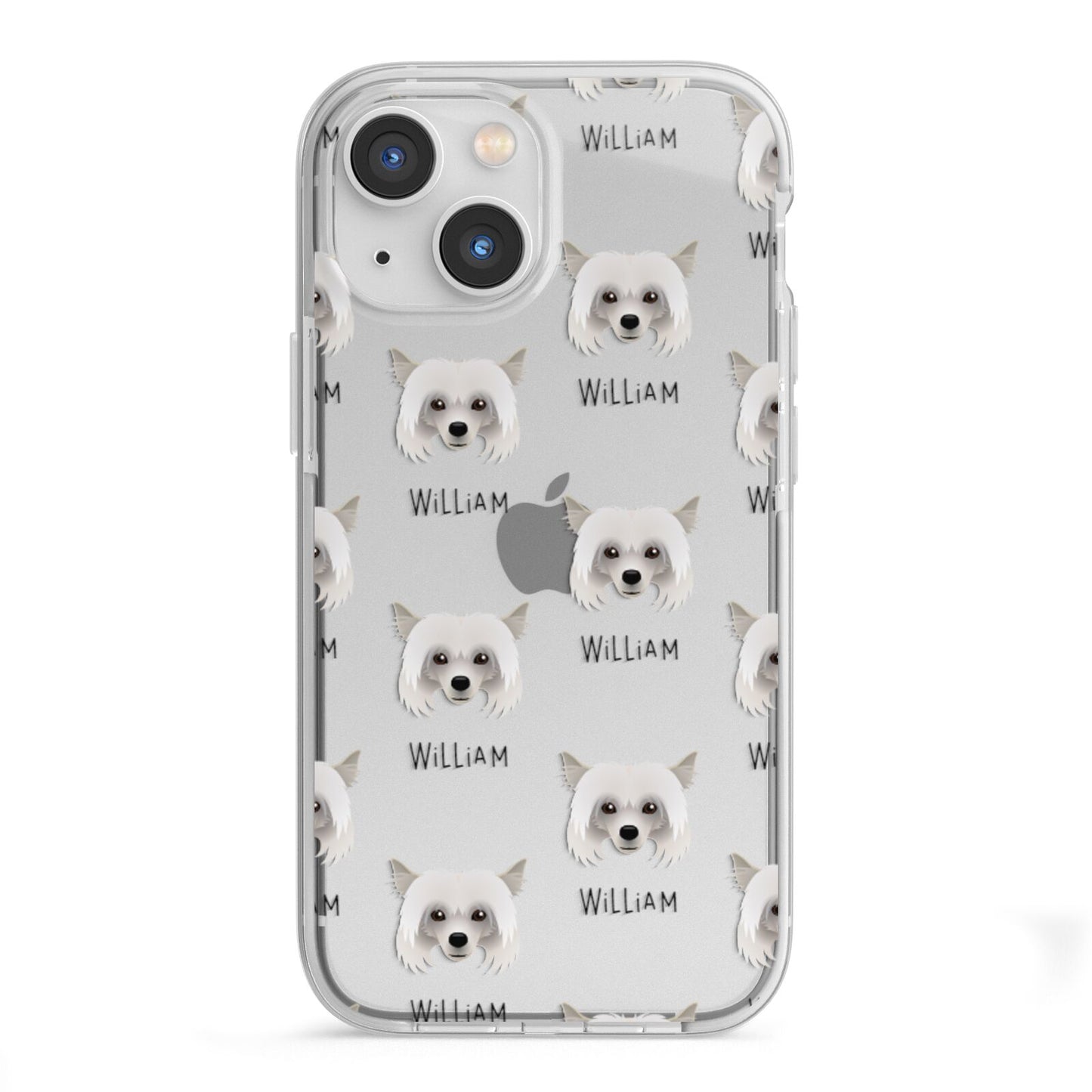 Powderpuff Chinese Crested Icon with Name iPhone 13 Mini TPU Impact Case with White Edges