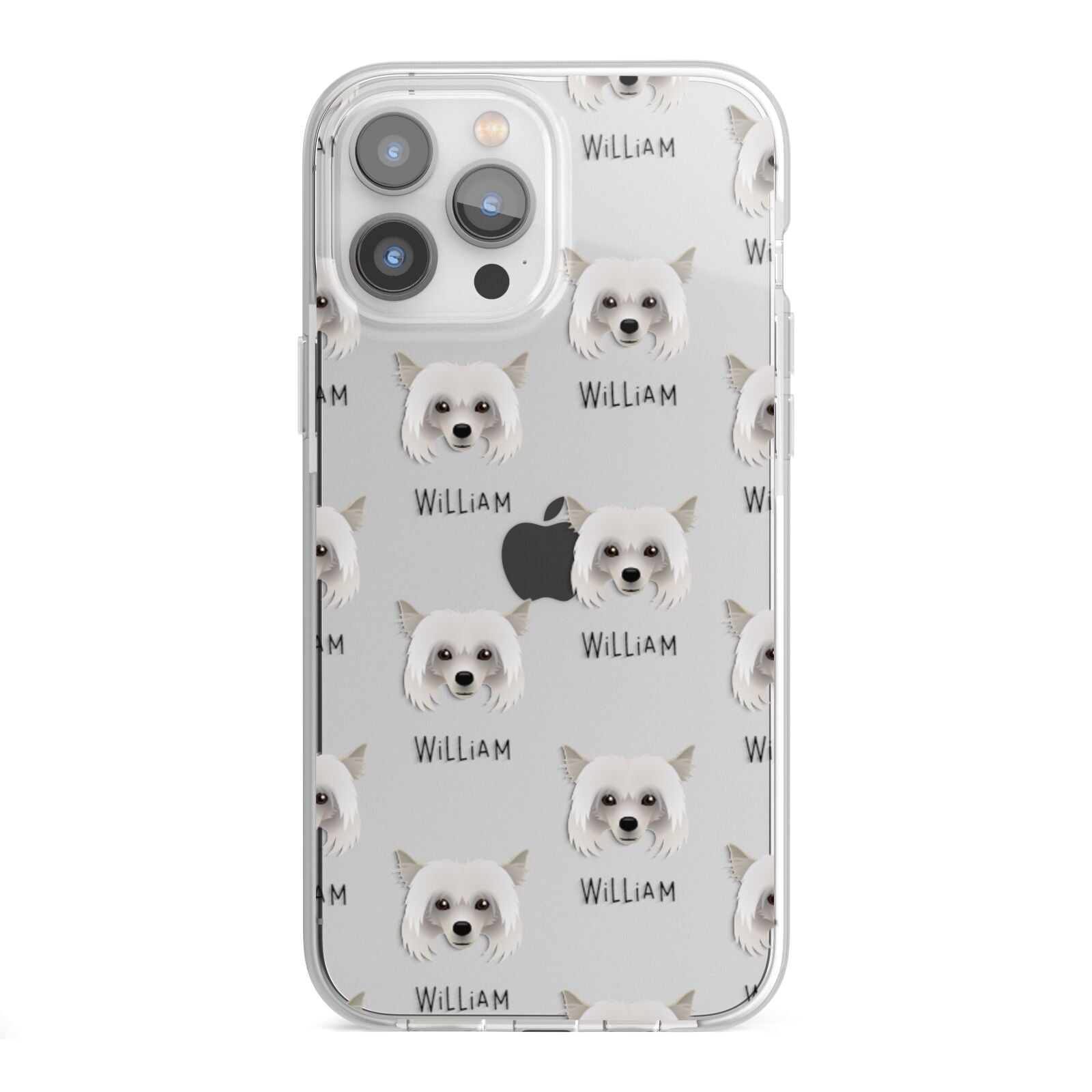 Powderpuff Chinese Crested Icon with Name iPhone 13 Pro Max TPU Impact Case with White Edges