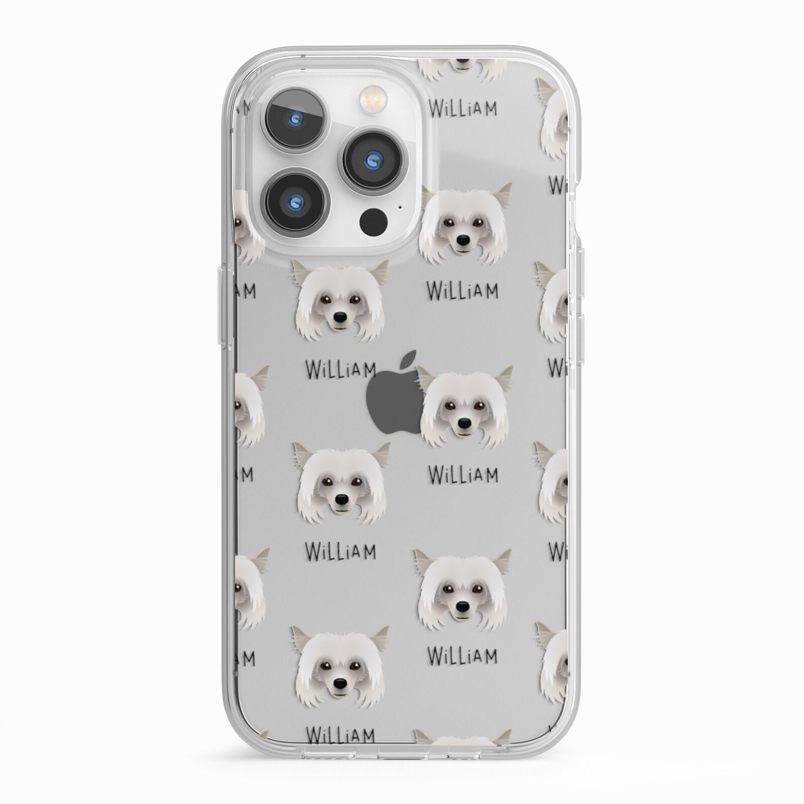 Powderpuff Chinese Crested Icon with Name iPhone 13 Pro TPU Impact Case with White Edges