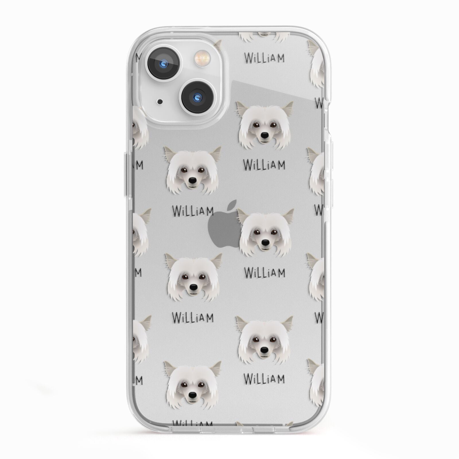 Powderpuff Chinese Crested Icon with Name iPhone 13 TPU Impact Case with White Edges