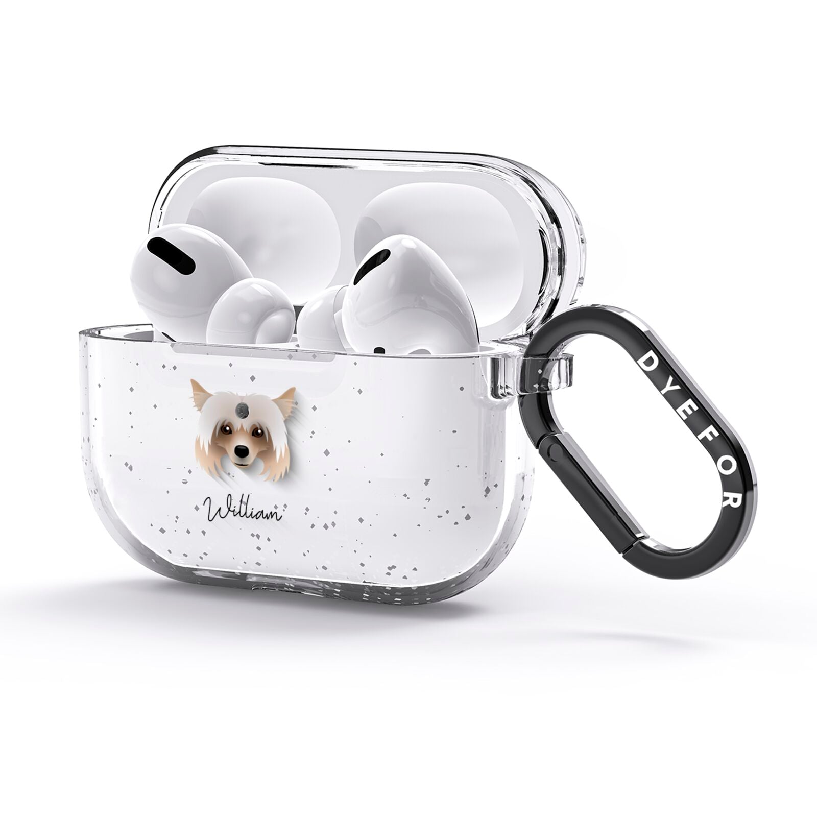 Powderpuff Chinese Crested Personalised AirPods Glitter Case 3rd Gen Side Image