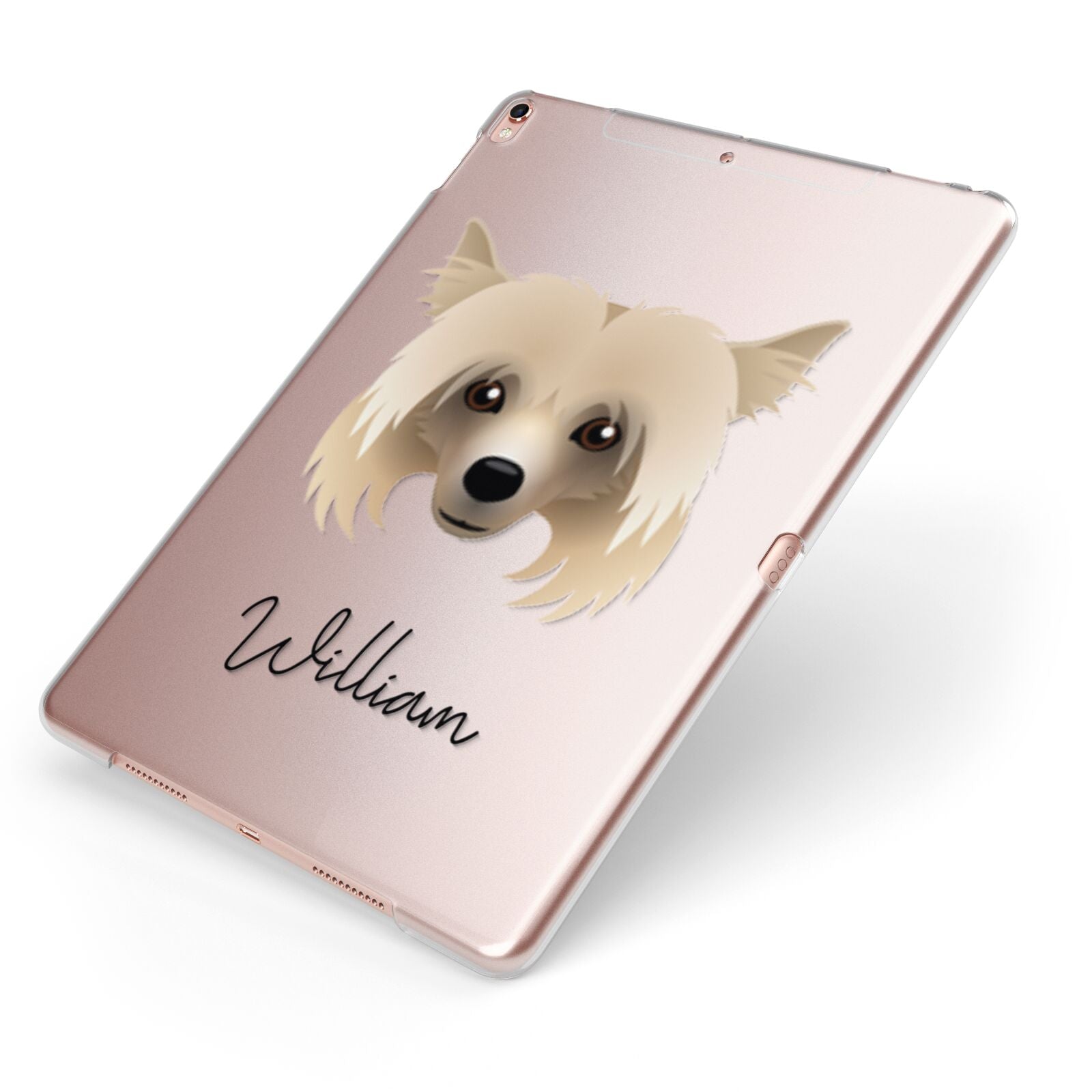 Powderpuff Chinese Crested Personalised Apple iPad Case on Rose Gold iPad Side View
