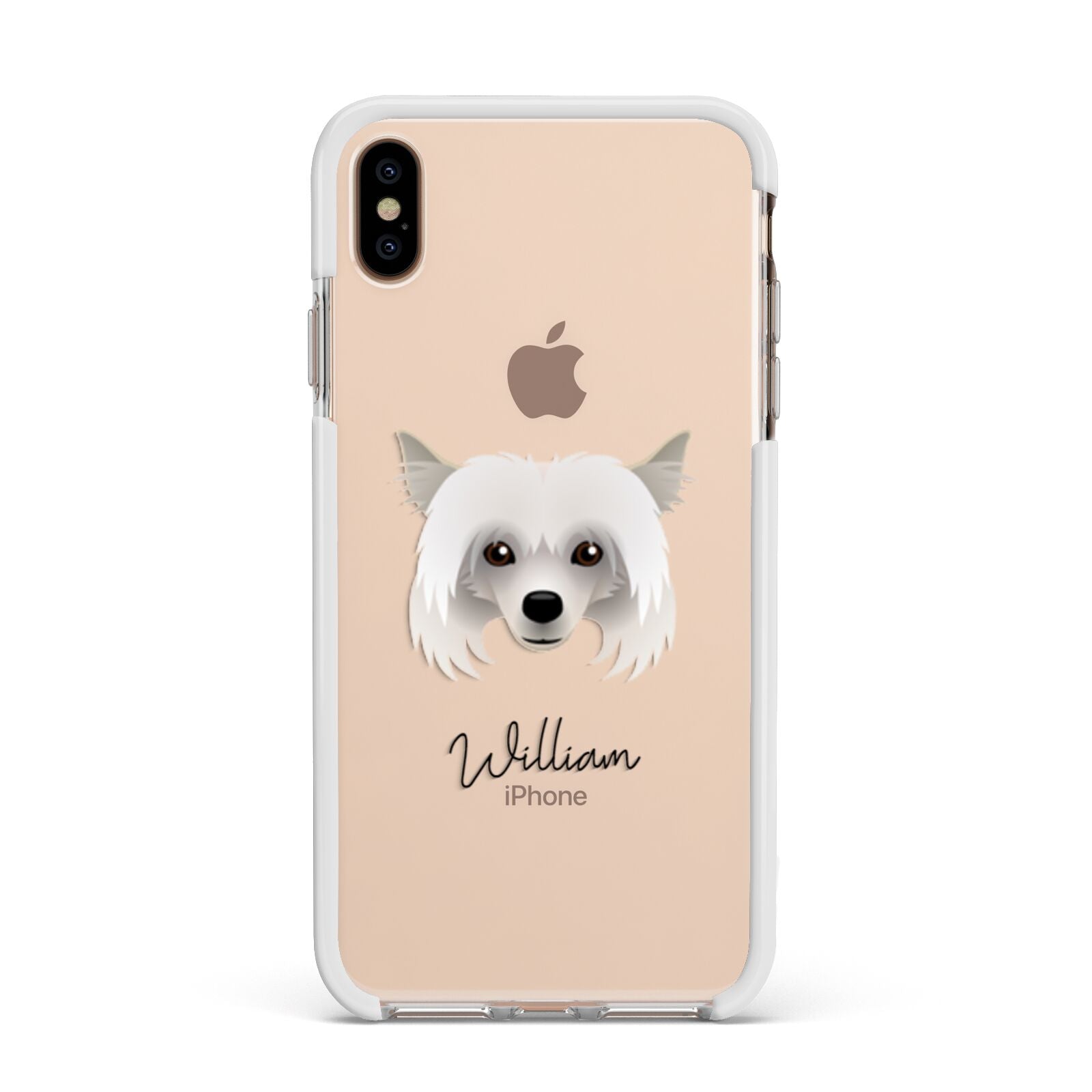 Powderpuff Chinese Crested Personalised Apple iPhone Xs Max Impact Case White Edge on Gold Phone