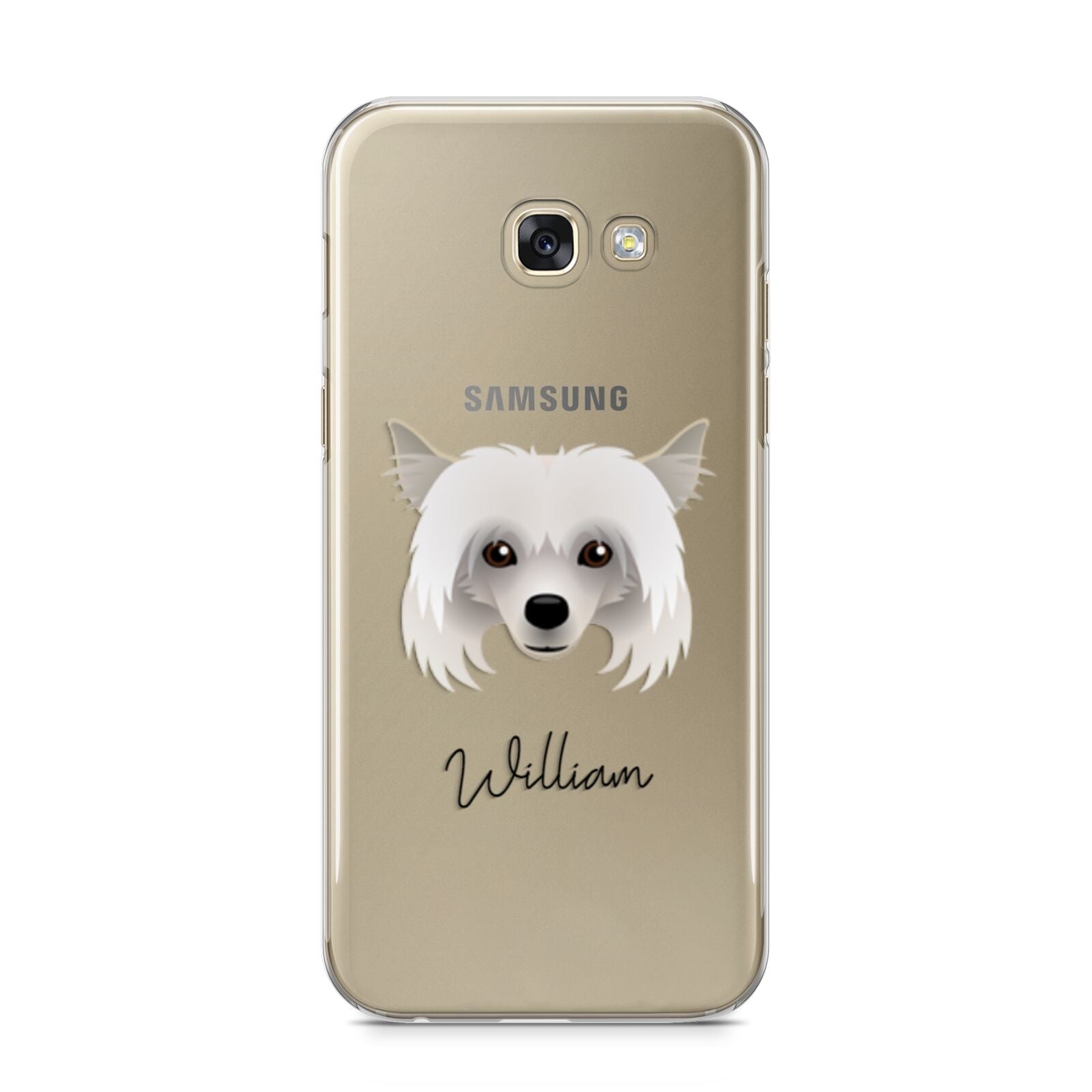 Powderpuff Chinese Crested Personalised Samsung Galaxy A5 2017 Case on gold phone