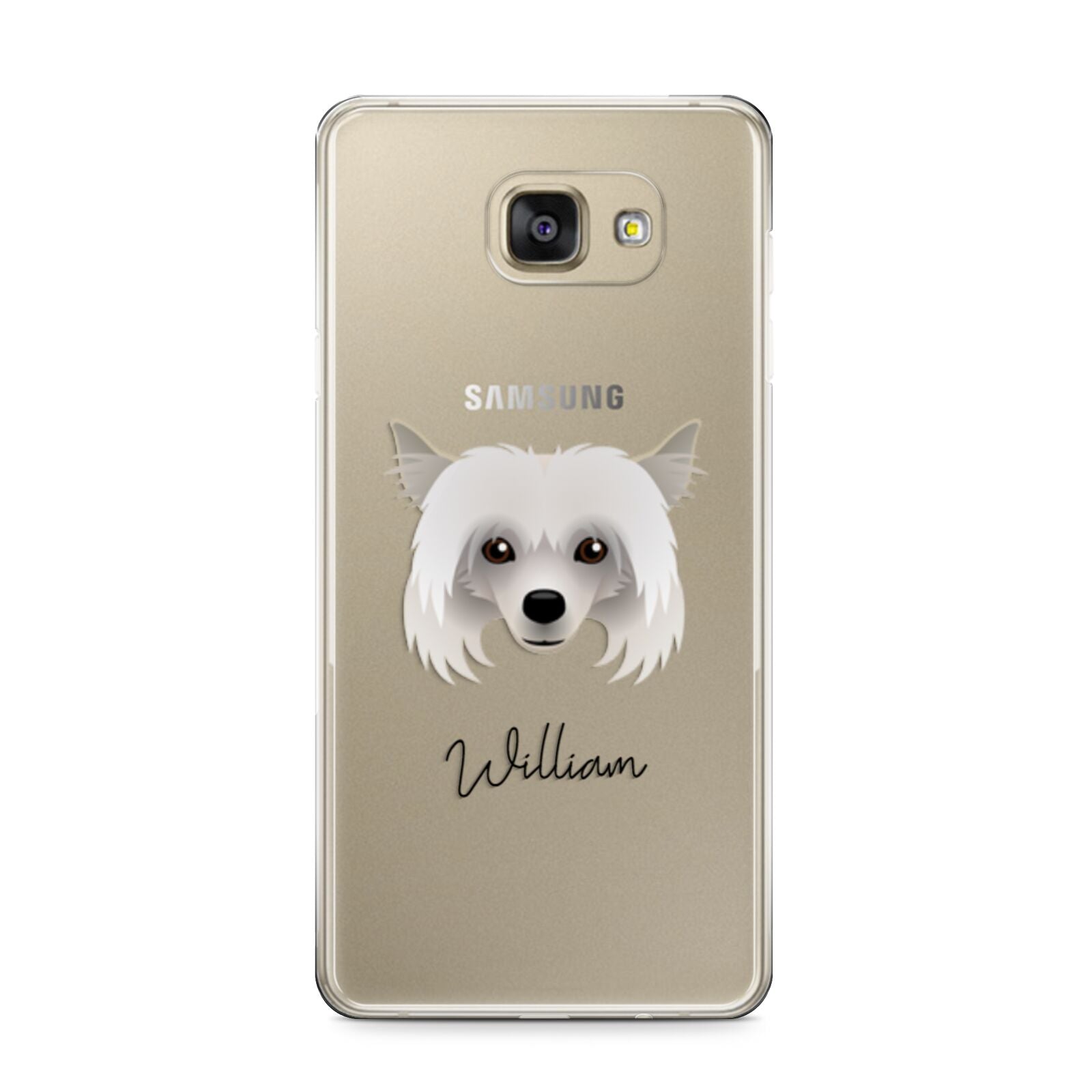 Powderpuff Chinese Crested Personalised Samsung Galaxy A9 2016 Case on gold phone