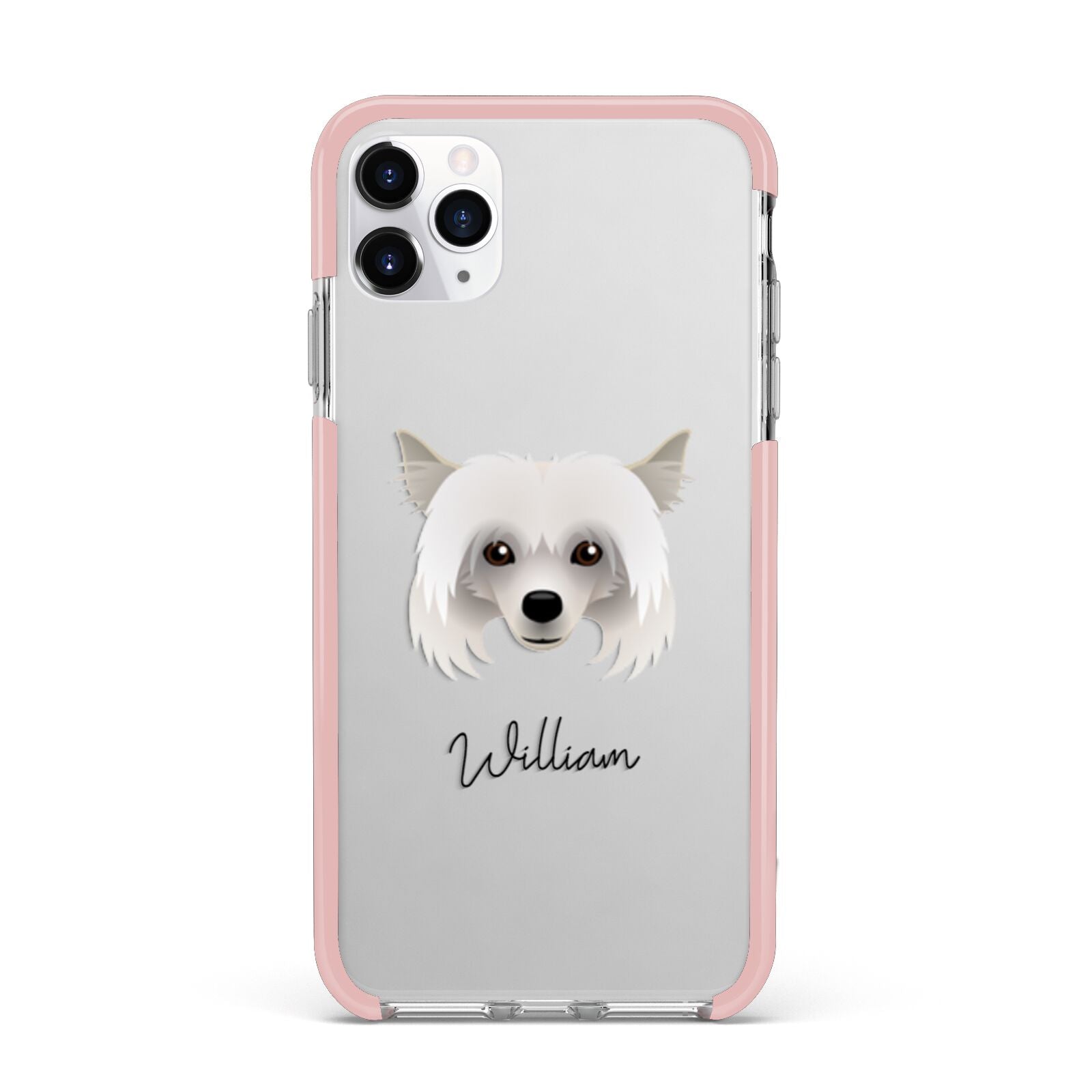 Powderpuff Chinese Crested Personalised iPhone 11 Pro Max Impact Pink Edge Case