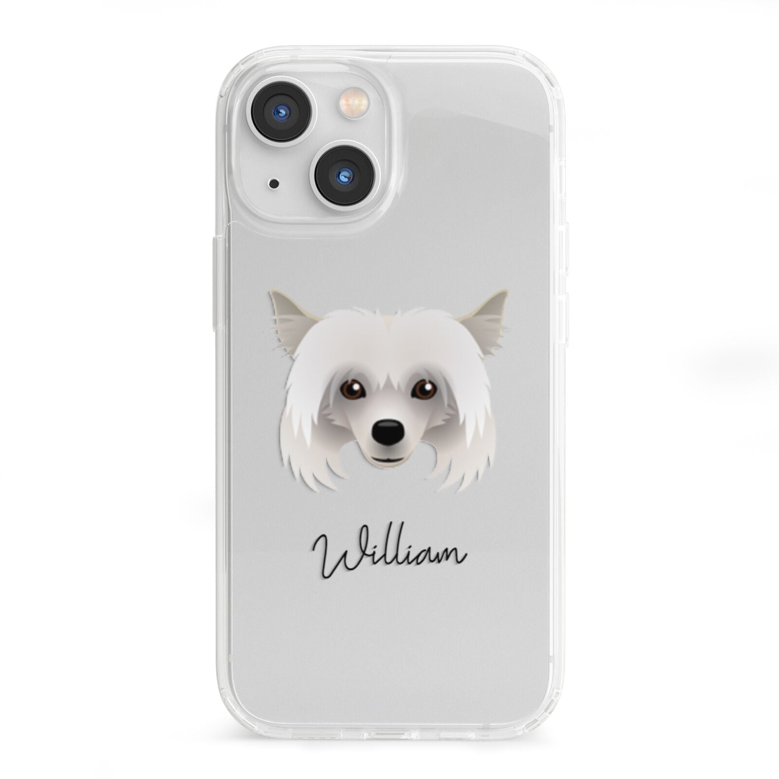 Powderpuff Chinese Crested Personalised iPhone 13 Mini Clear Bumper Case