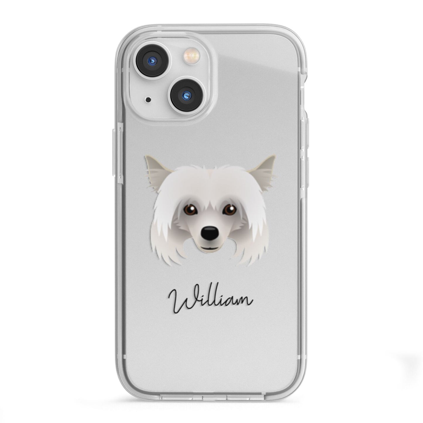 Powderpuff Chinese Crested Personalised iPhone 13 Mini TPU Impact Case with White Edges