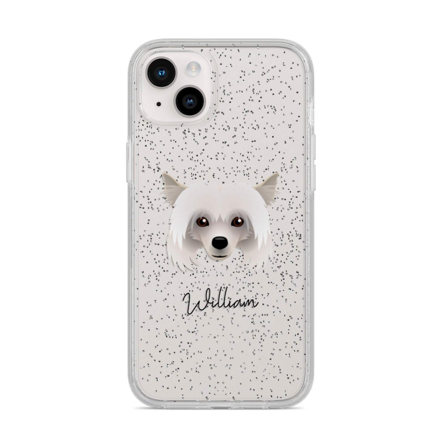 Powderpuff Chinese Crested Personalised iPhone 14 Plus Glitter Tough Case Starlight