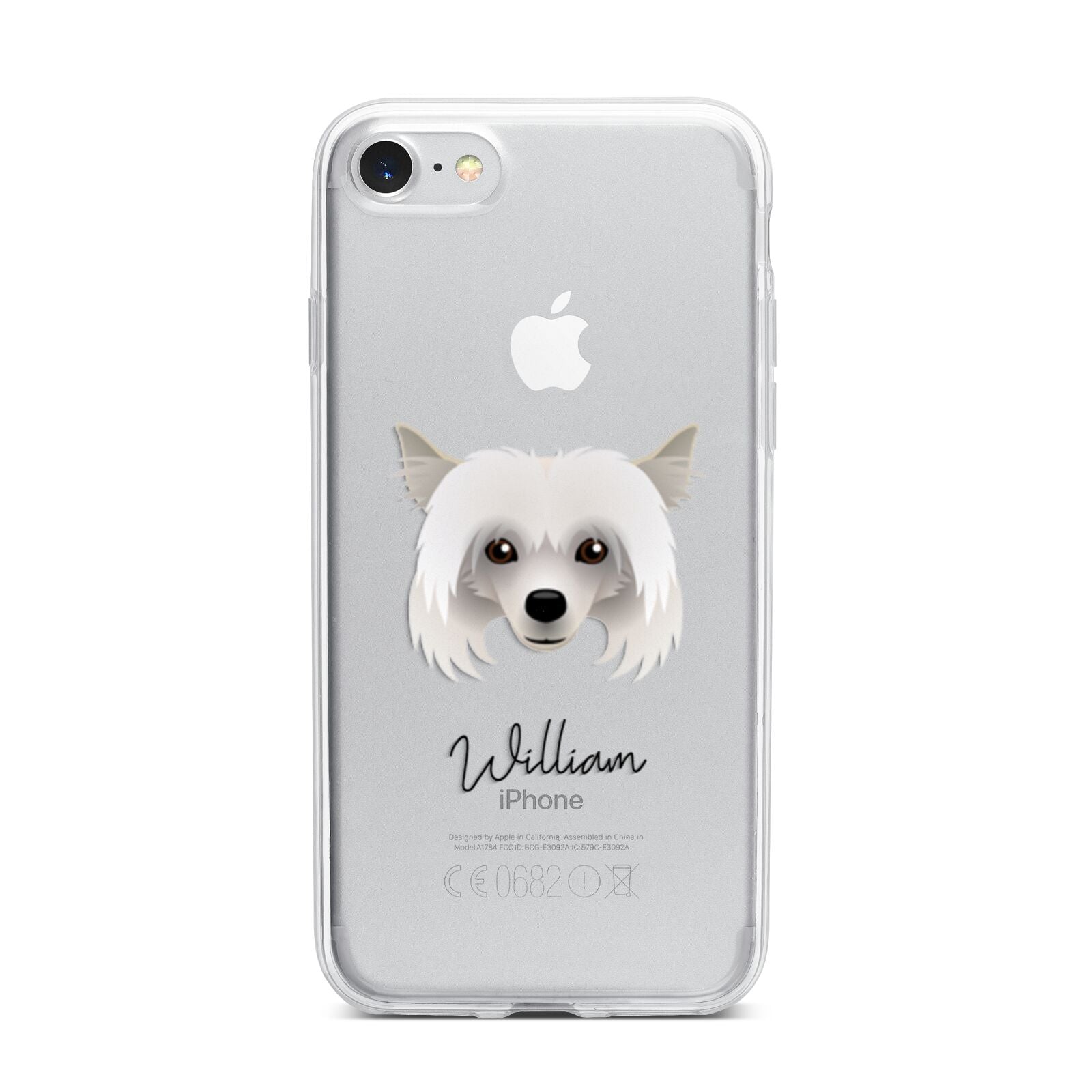 Powderpuff Chinese Crested Personalised iPhone 7 Bumper Case on Silver iPhone