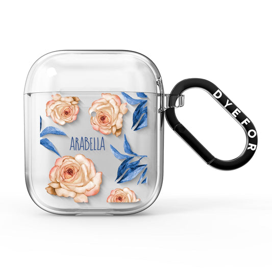 Pretty Floral Custom AirPods Clear Case