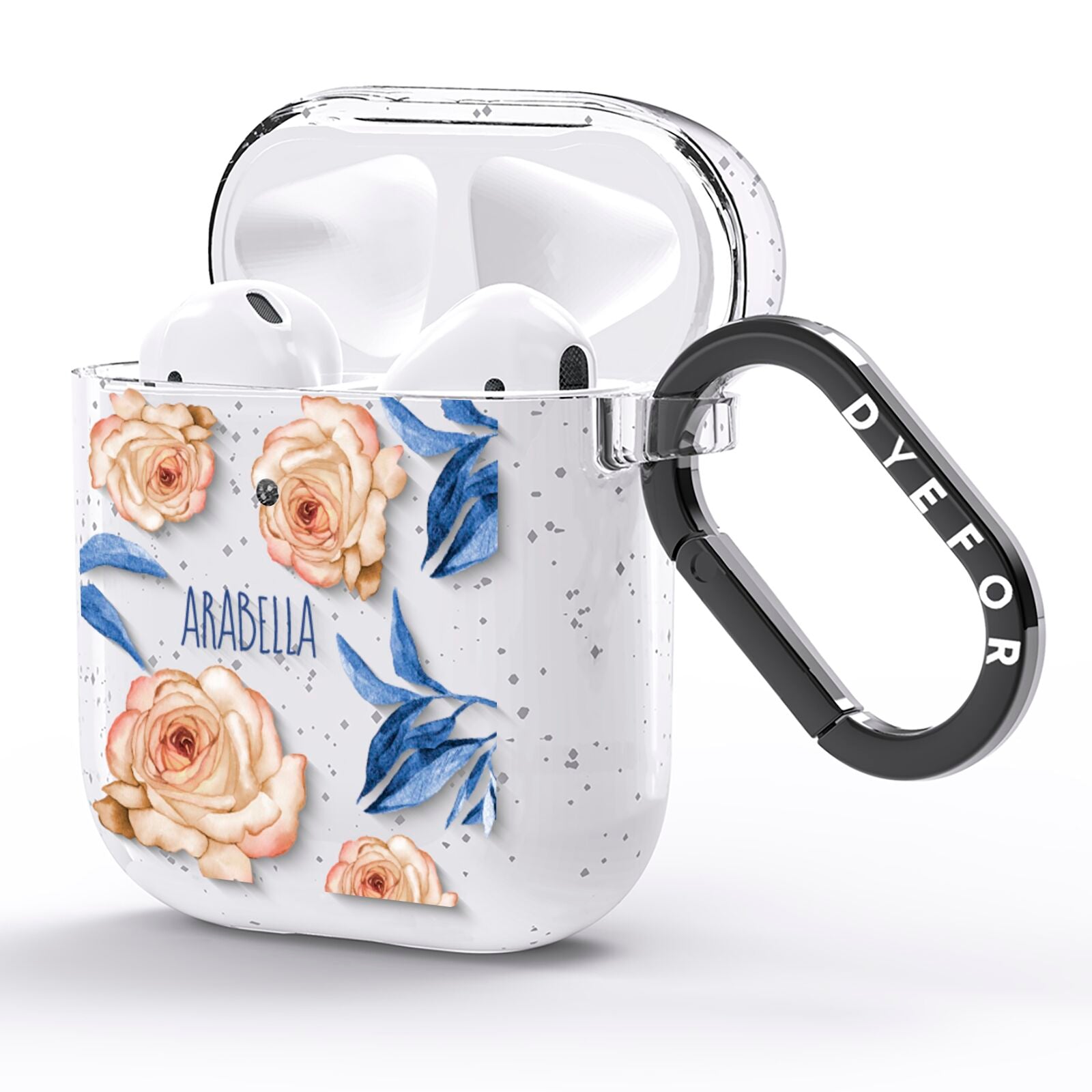 Pretty Floral Custom AirPods Glitter Case Side Image