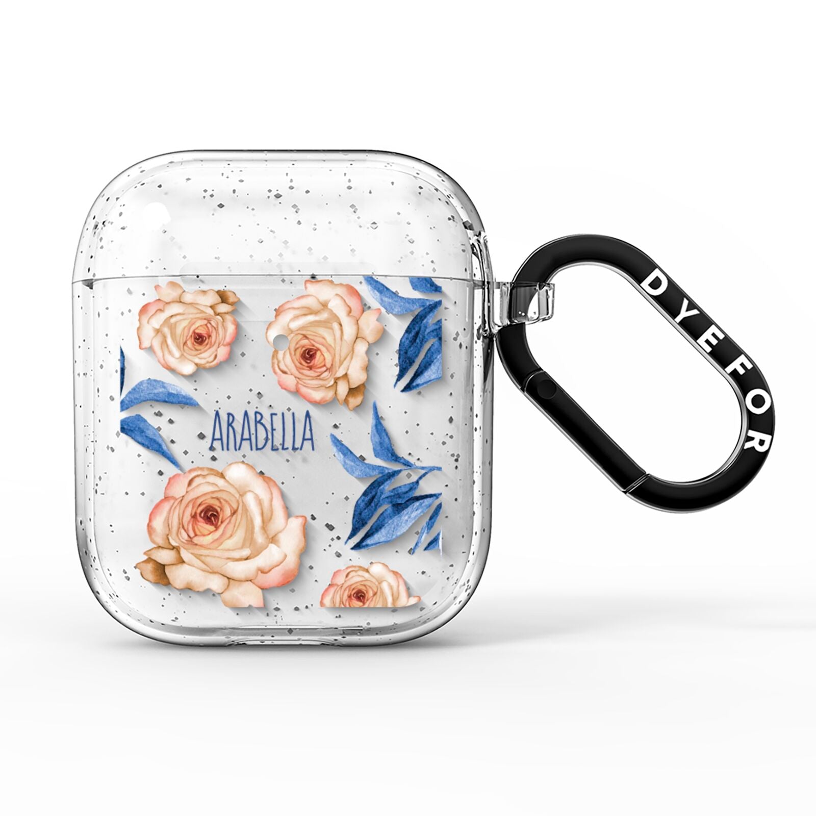 Pretty Floral Custom AirPods Glitter Case