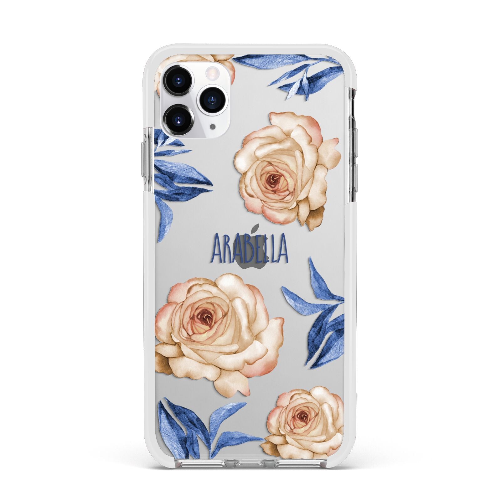 Pretty Floral Custom Apple iPhone 11 Pro Max in Silver with White Impact Case