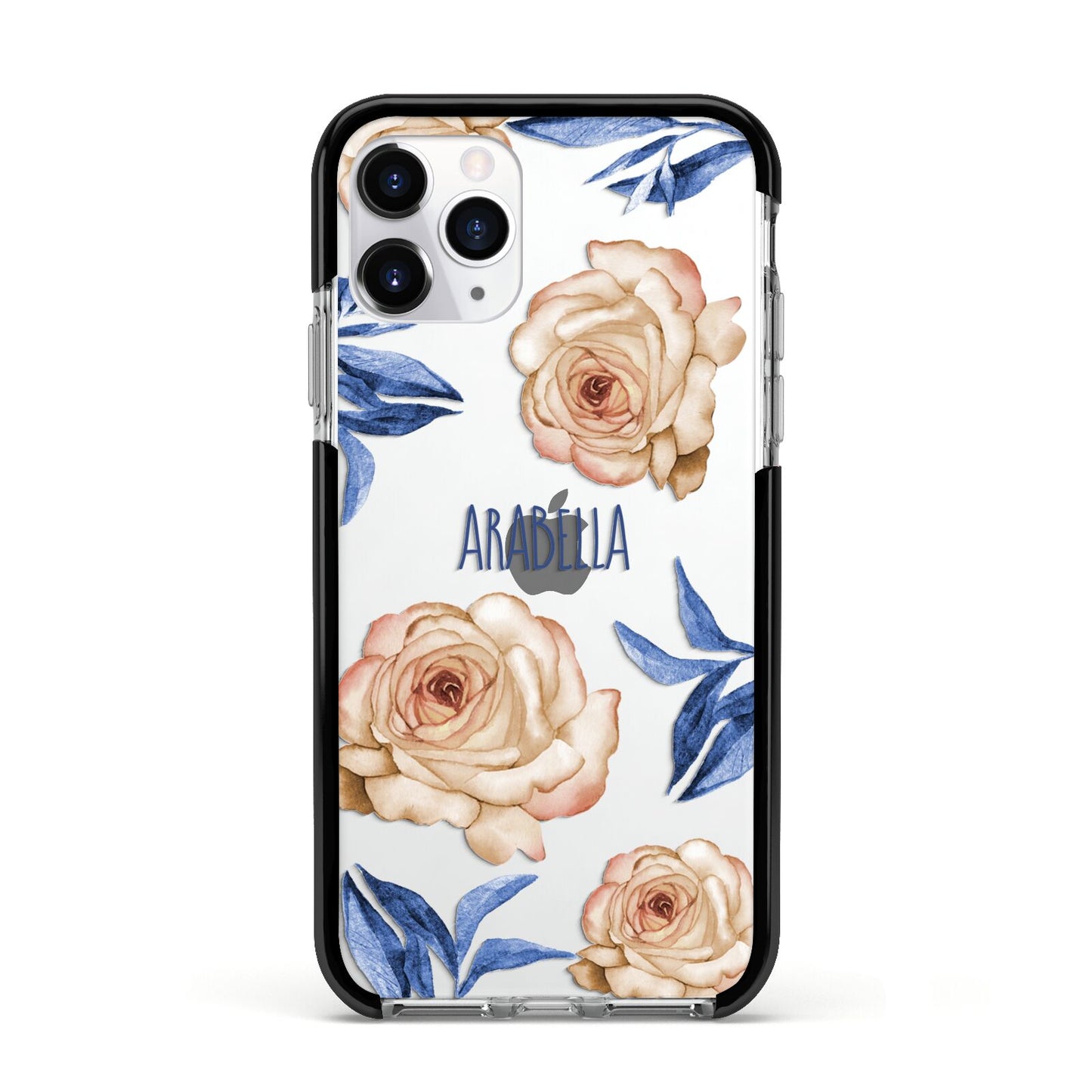 Pretty Floral Custom Apple iPhone 11 Pro in Silver with Black Impact Case