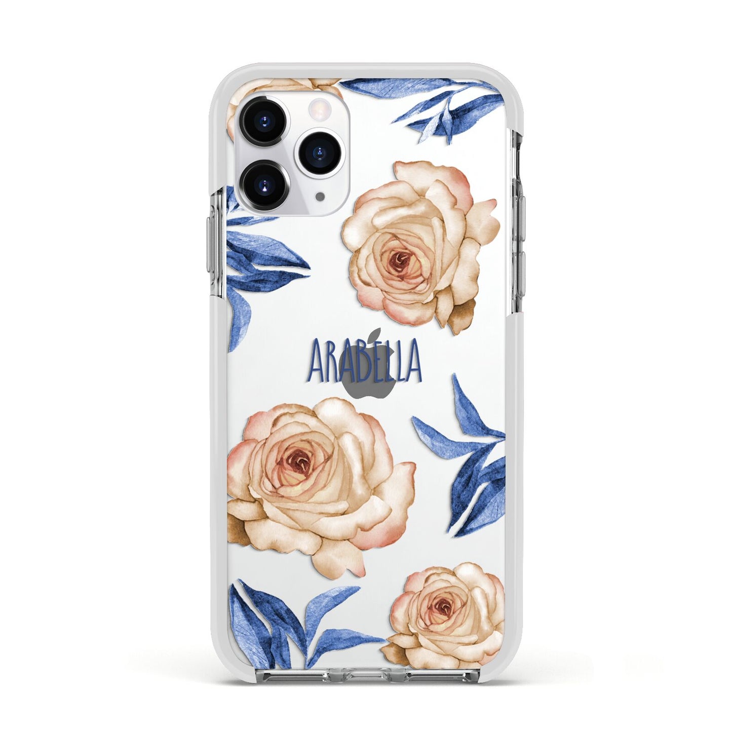 Pretty Floral Custom Apple iPhone 11 Pro in Silver with White Impact Case