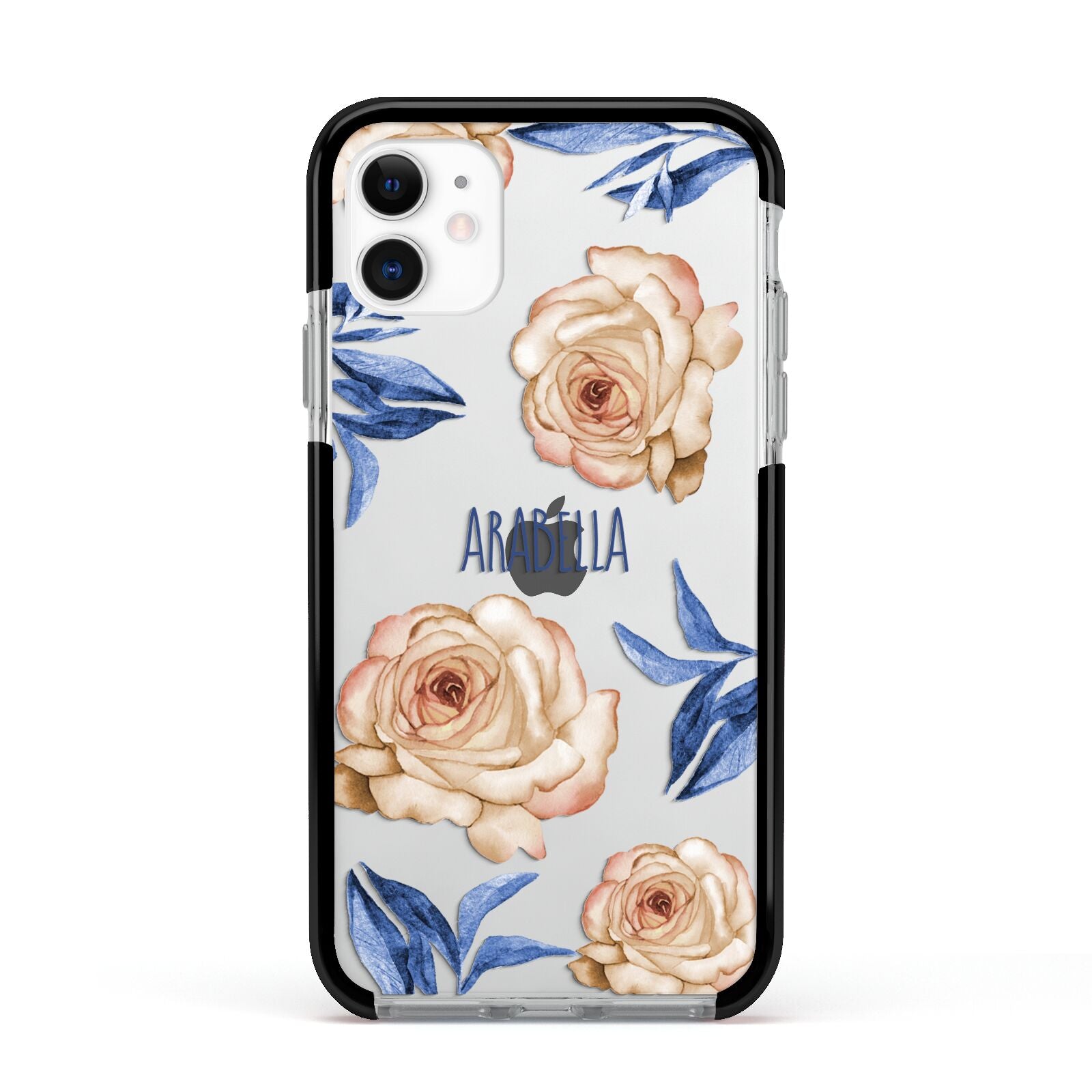 Pretty Floral Custom Apple iPhone 11 in White with Black Impact Case