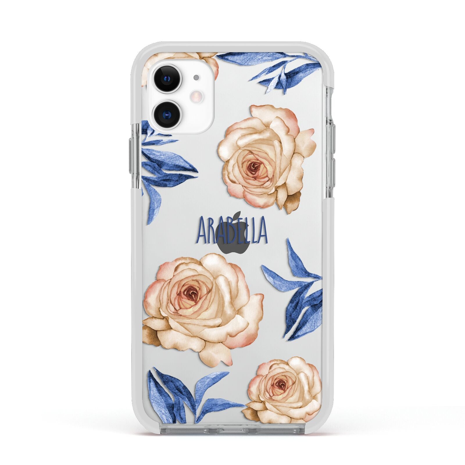 Pretty Floral Custom Apple iPhone 11 in White with White Impact Case