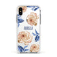 Pretty Floral Custom Apple iPhone Xs Impact Case White Edge on Silver Phone