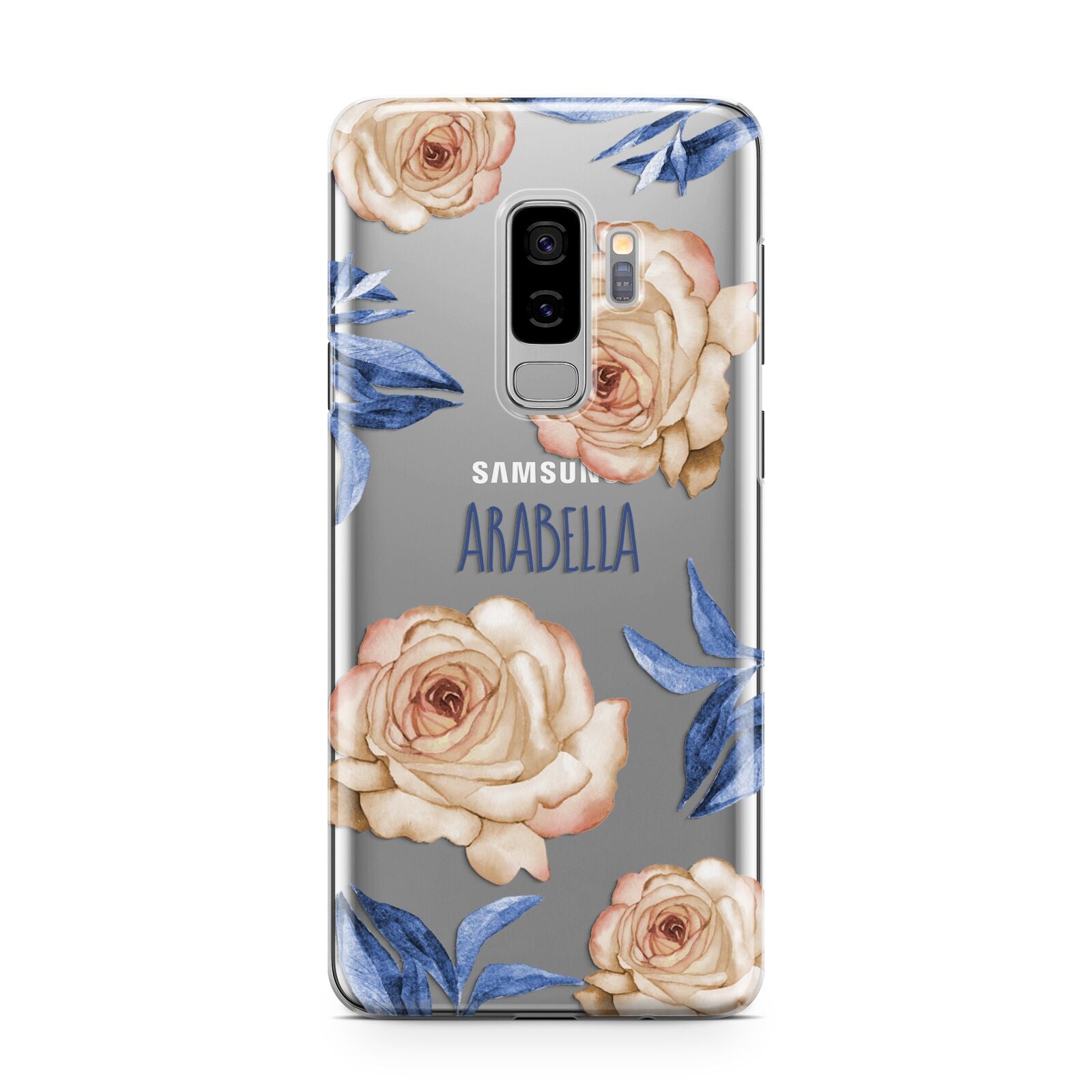 Pretty Floral Custom Samsung Galaxy S9 Plus Case on Silver phone