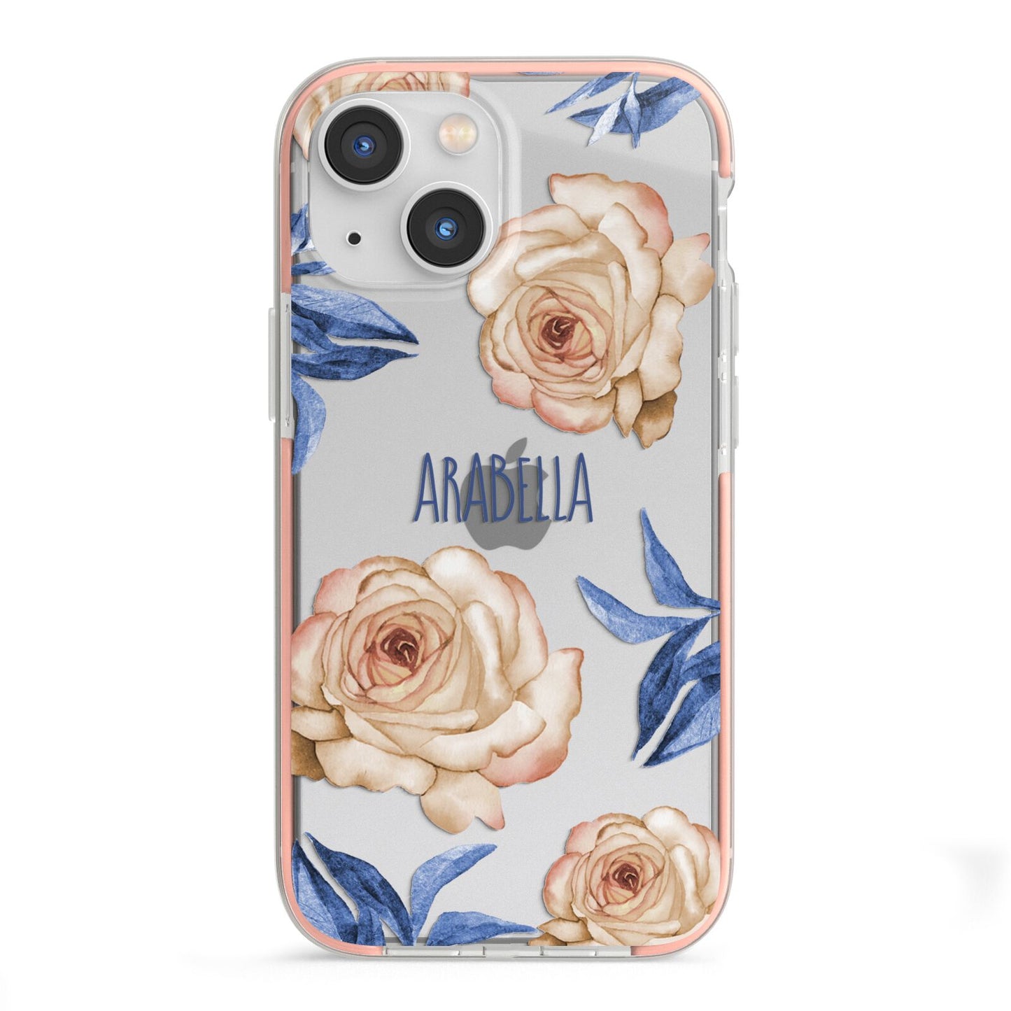Pretty Floral Custom iPhone 13 Mini TPU Impact Case with Pink Edges