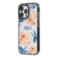 Pretty Floral Custom iPhone 13 Pro Black Impact Case Side Angle on Silver phone