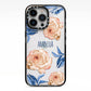 Pretty Floral Custom iPhone 13 Pro Black Impact Case on Silver phone