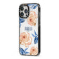 Pretty Floral Custom iPhone 13 Pro Max Black Impact Case Side Angle on Silver phone