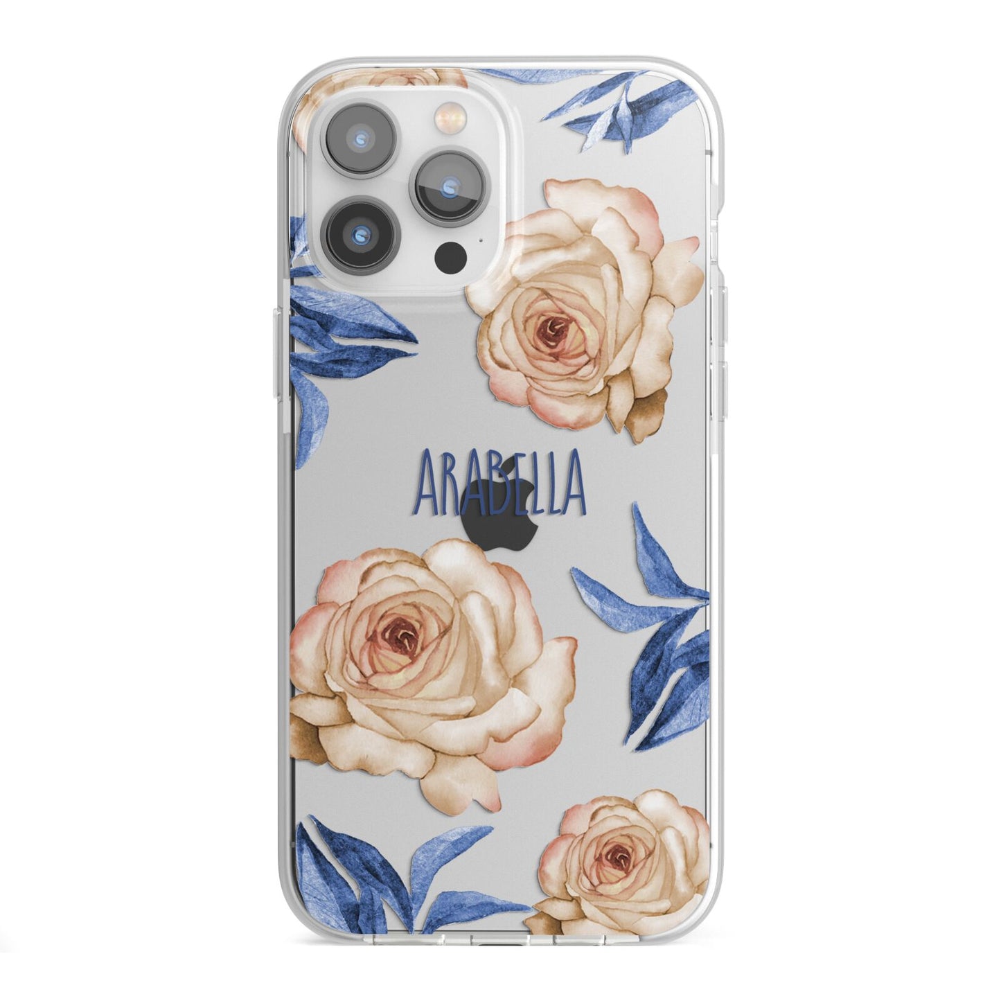Pretty Floral Custom iPhone 13 Pro Max TPU Impact Case with White Edges
