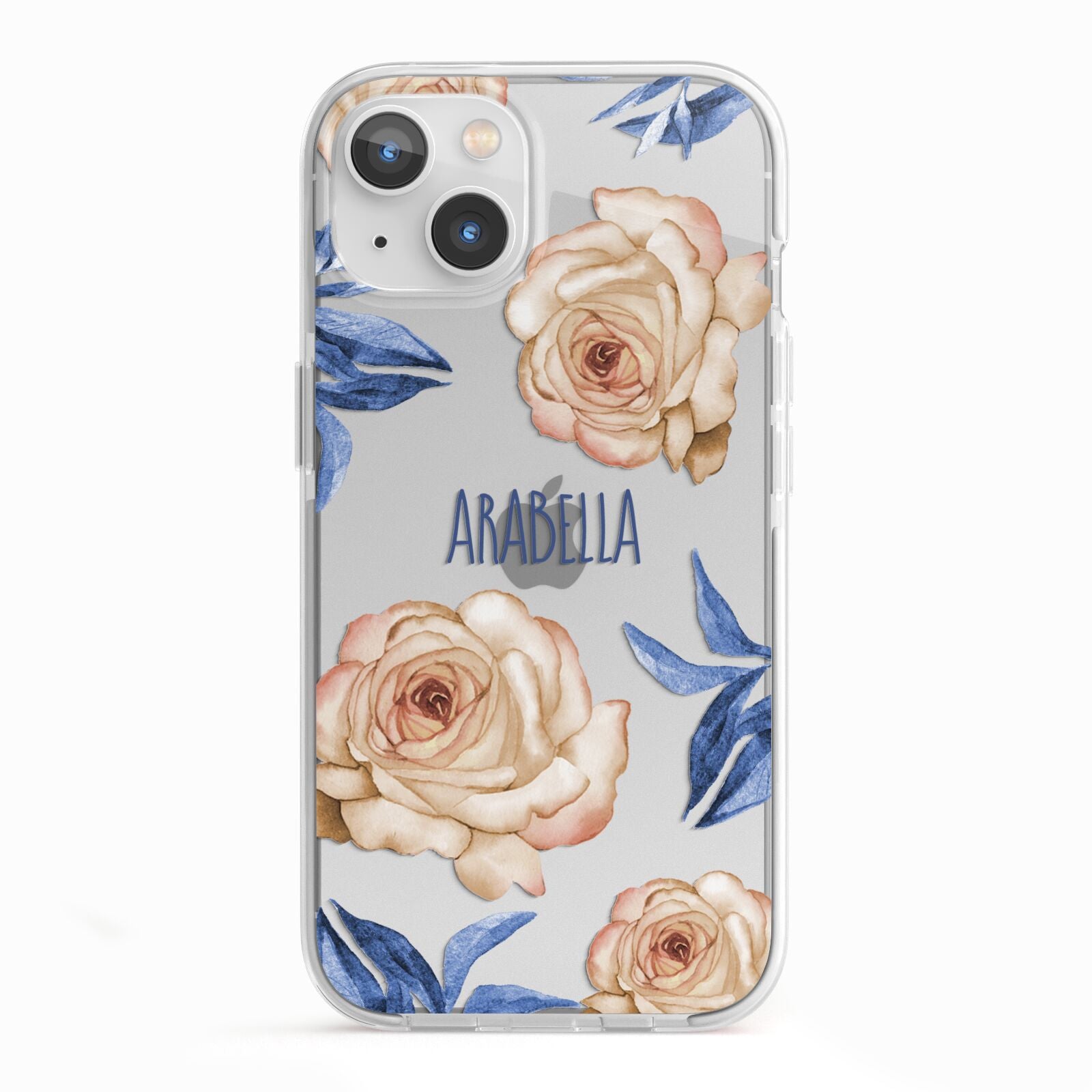 Pretty Floral Custom iPhone 13 TPU Impact Case with White Edges