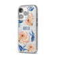 Pretty Floral Custom iPhone 14 Pro Glitter Tough Case Silver Angled Image