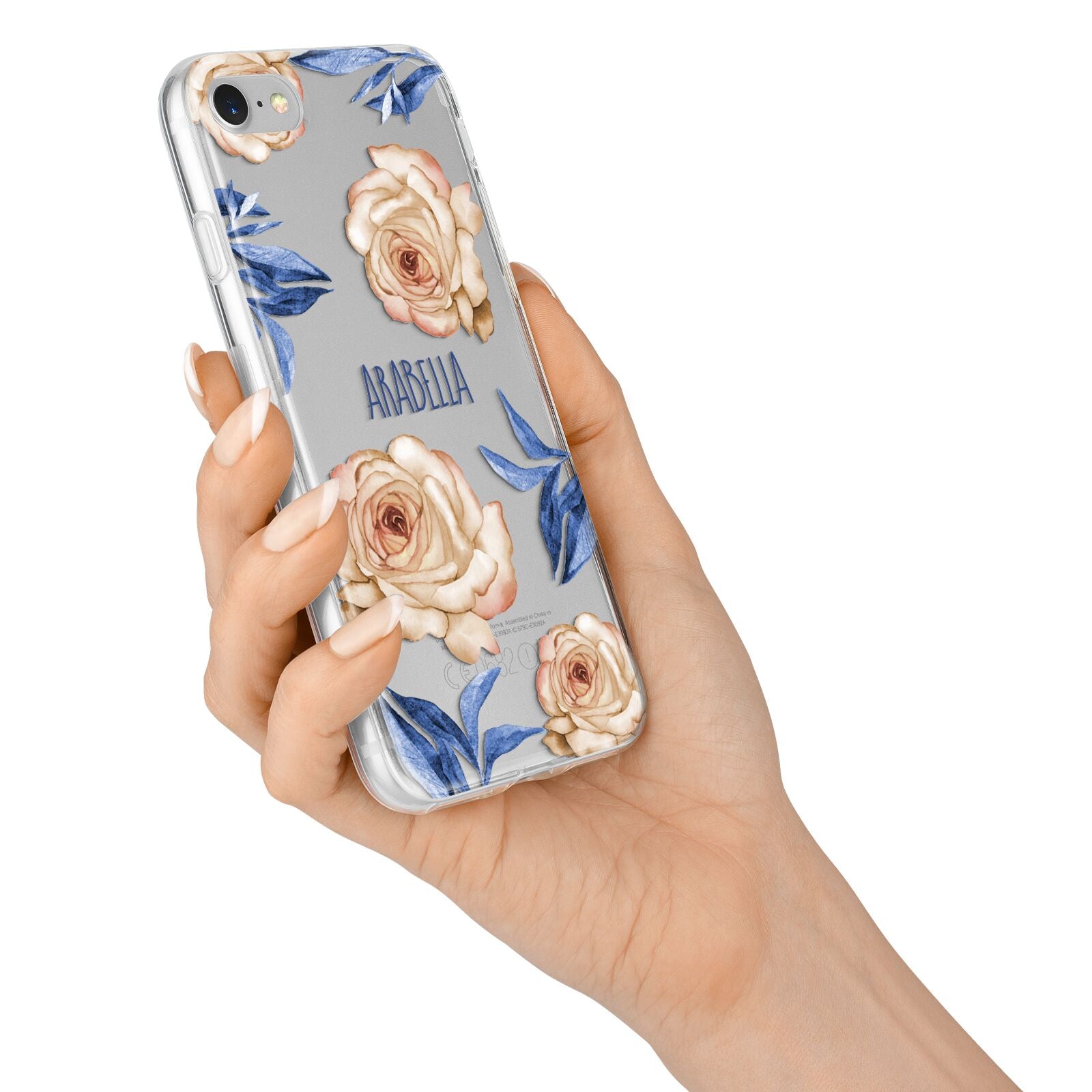 Pretty Floral Custom iPhone 7 Bumper Case on Silver iPhone Alternative Image