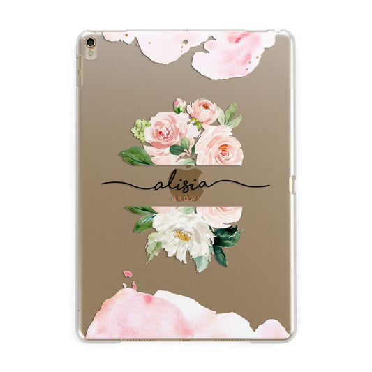 Pretty Roses Personalised Name Apple iPad Gold Case