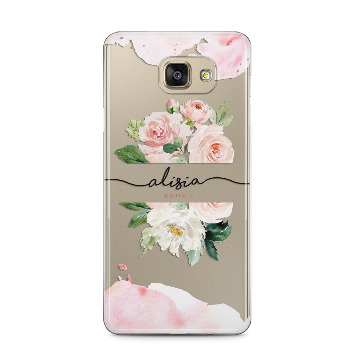 Pretty Roses Personalised Name Samsung Galaxy A5 2016 Case on gold phone