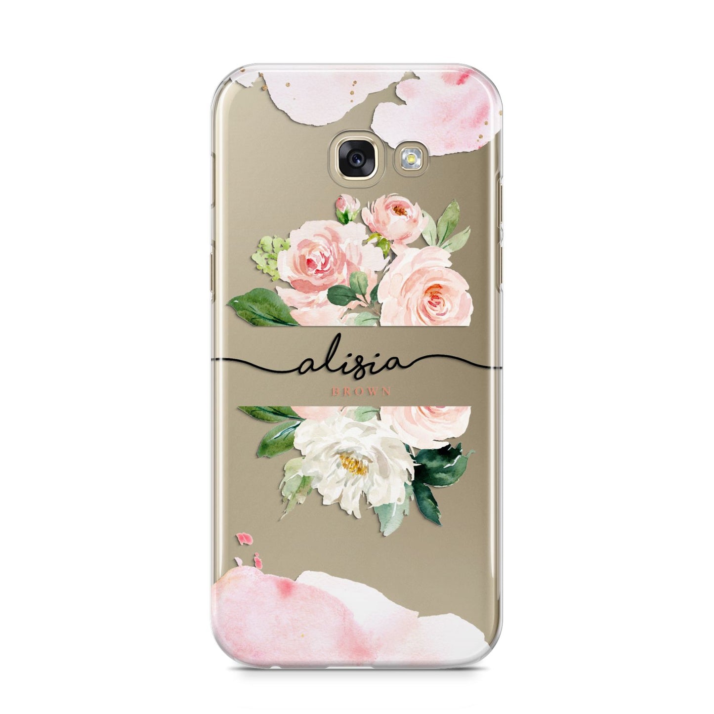 Pretty Roses Personalised Name Samsung Galaxy A5 2017 Case on gold phone