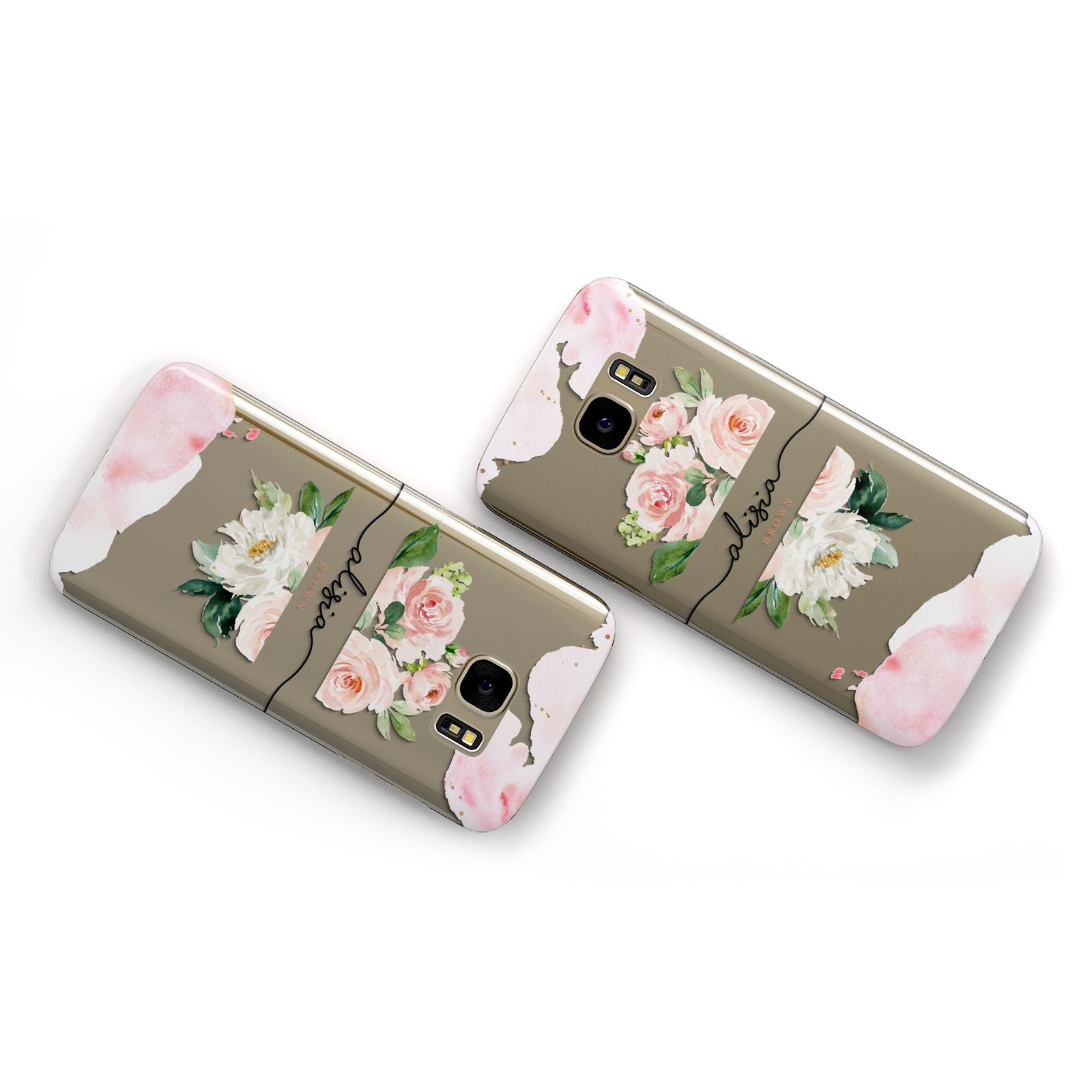 Pretty Roses Personalised Name Samsung Galaxy Case Flat Overview