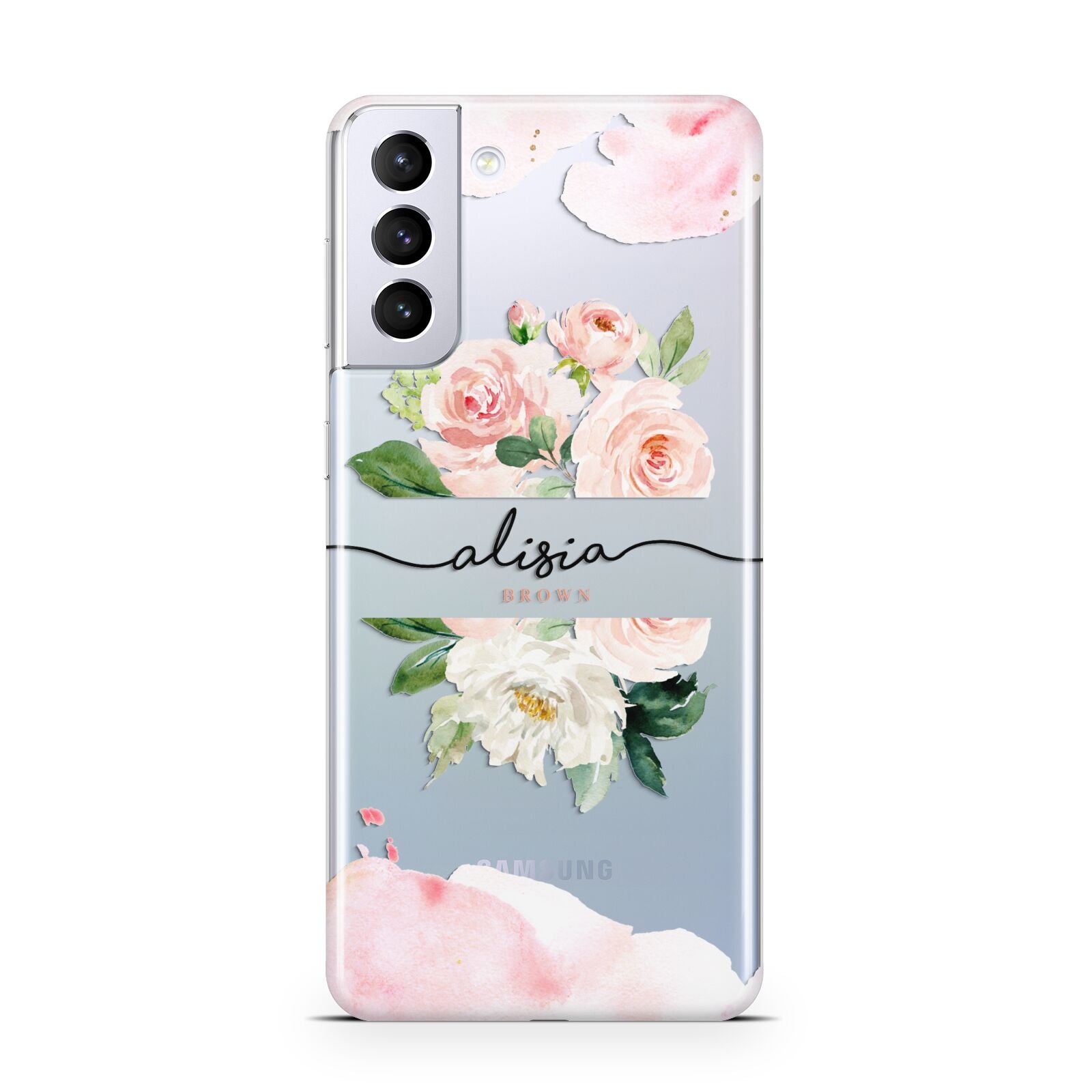 Pretty Roses Personalised Name Samsung S21 Plus Case