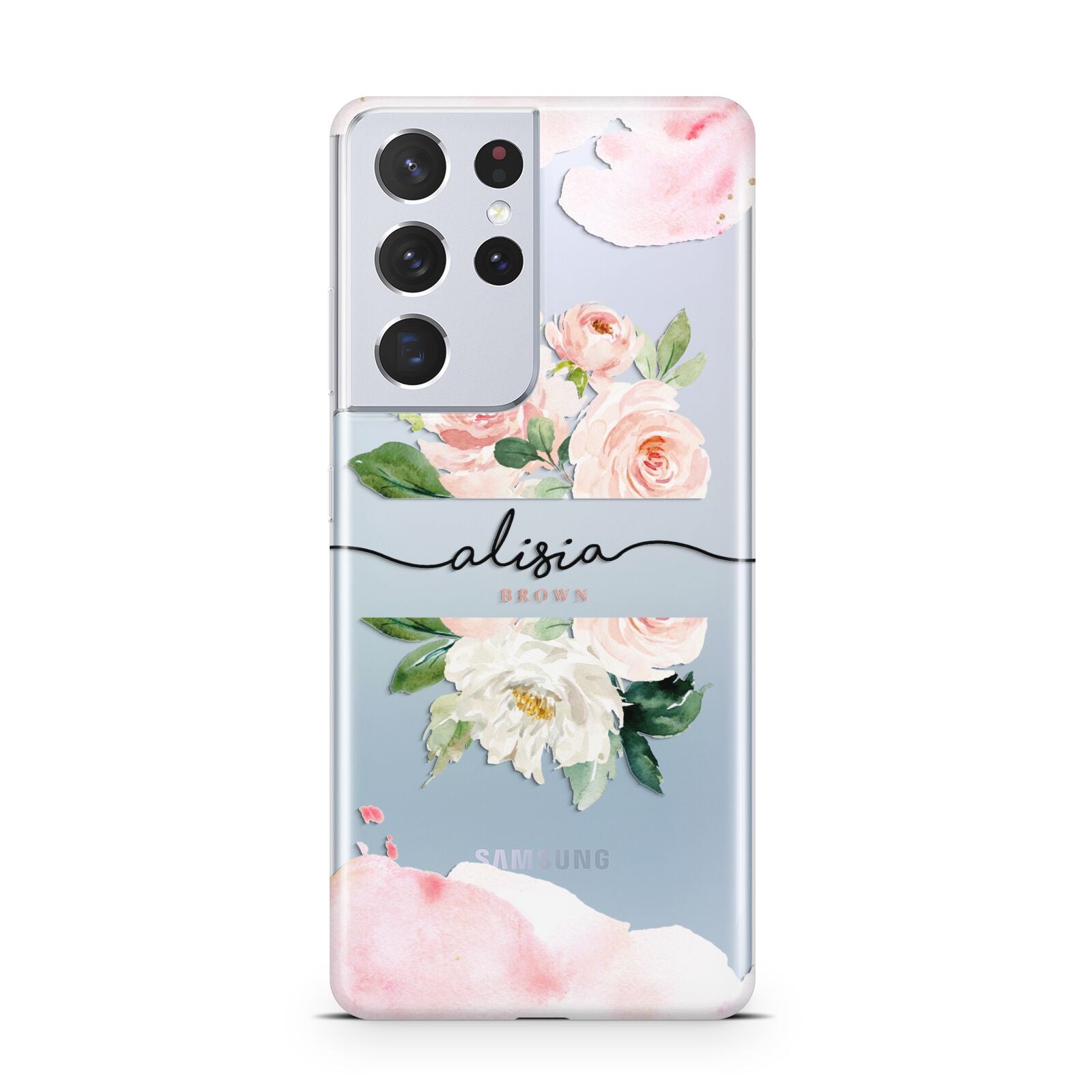 Pretty Roses Personalised Name Samsung S21 Ultra Case