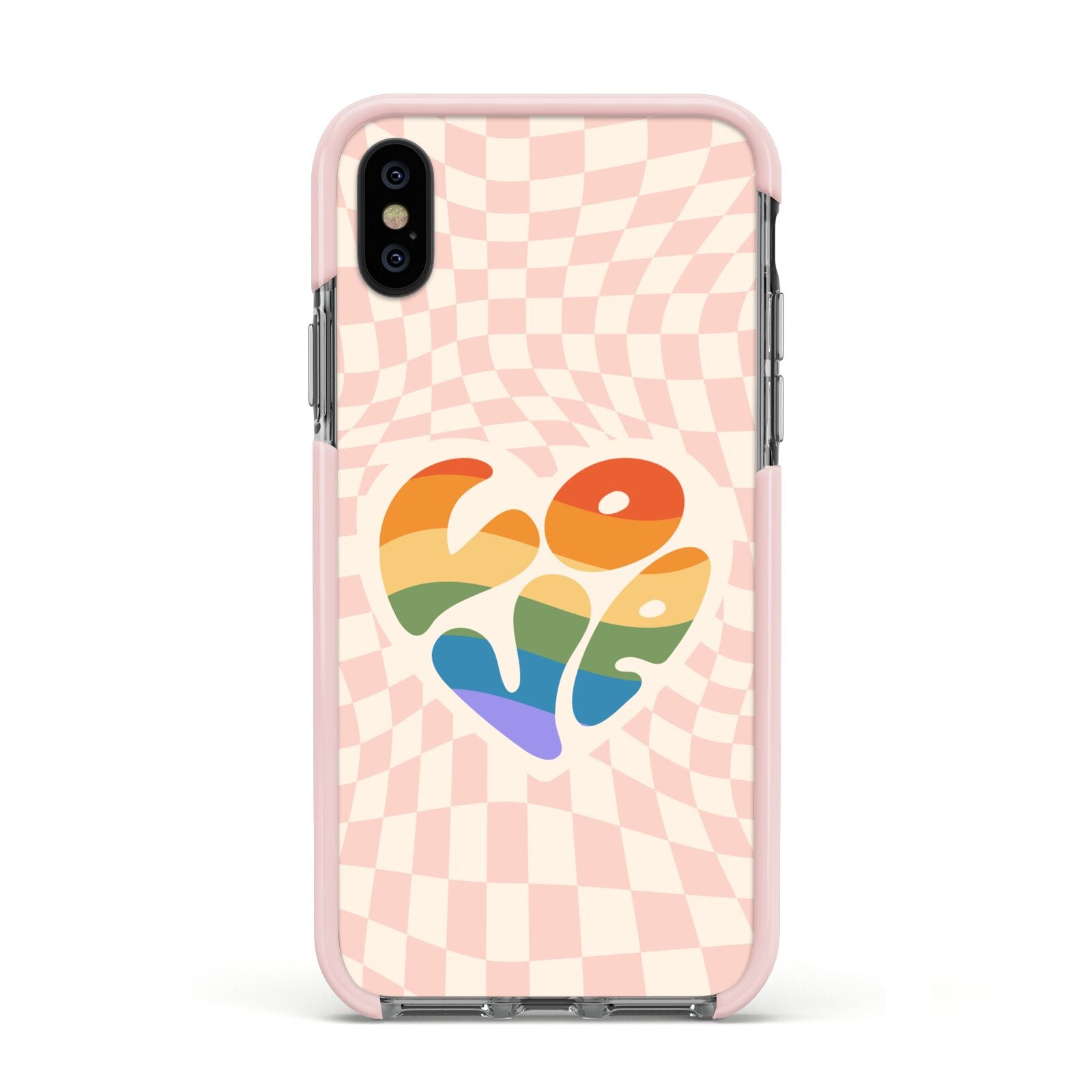 Pride Apple iPhone Xs Impact Case Pink Edge on Black Phone